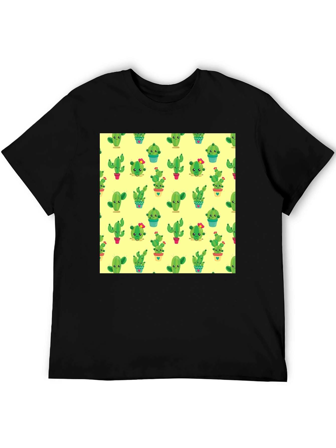 Black Cactus Print Black T-Shirt - Trendy & Fun view 5