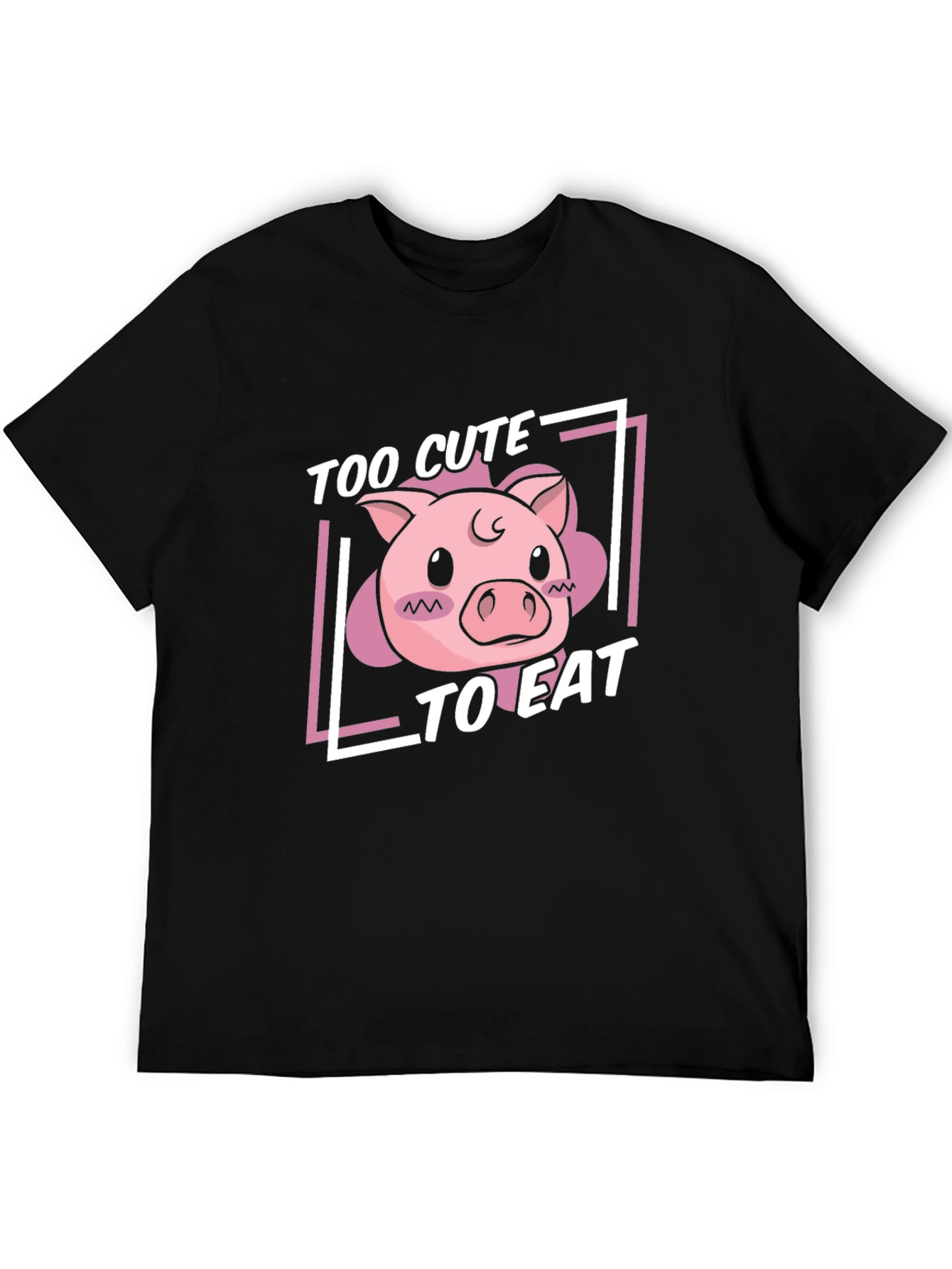 Black Cute Pig T-Shirt - Too Cute To Eat view 5