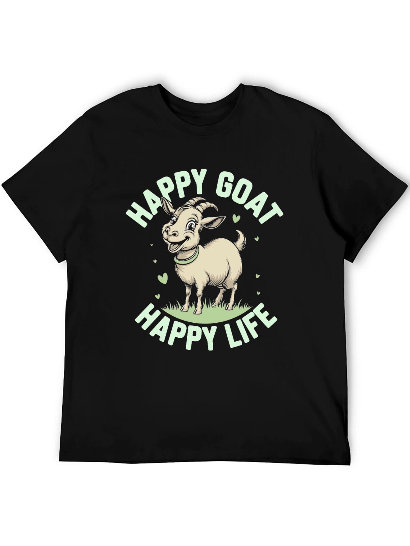 Black Happy Goat Graphic Tee - Black Cotton T-Shirt view 5
