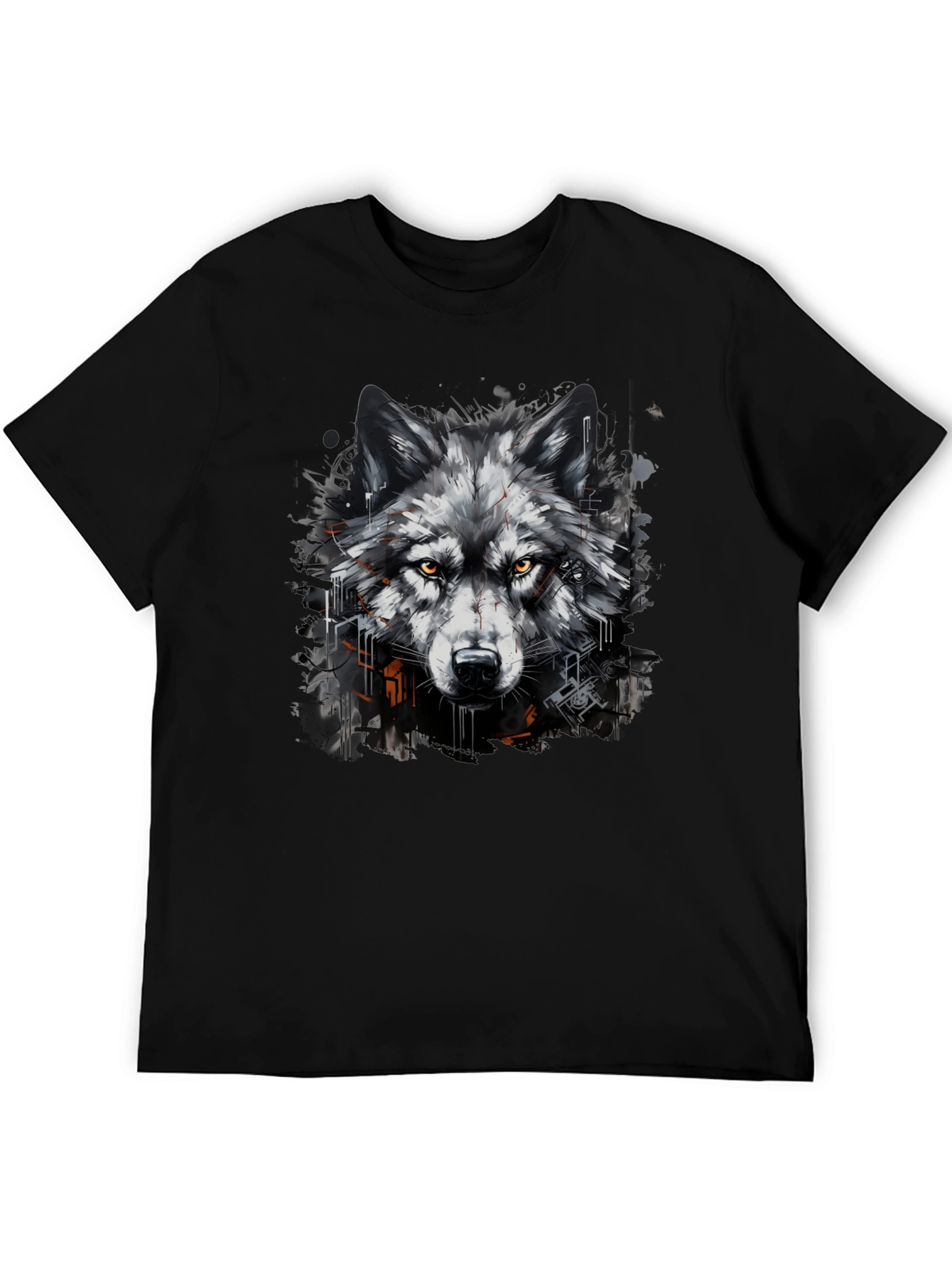 Black Wolf Graphic Print Black T-Shirt view 5
