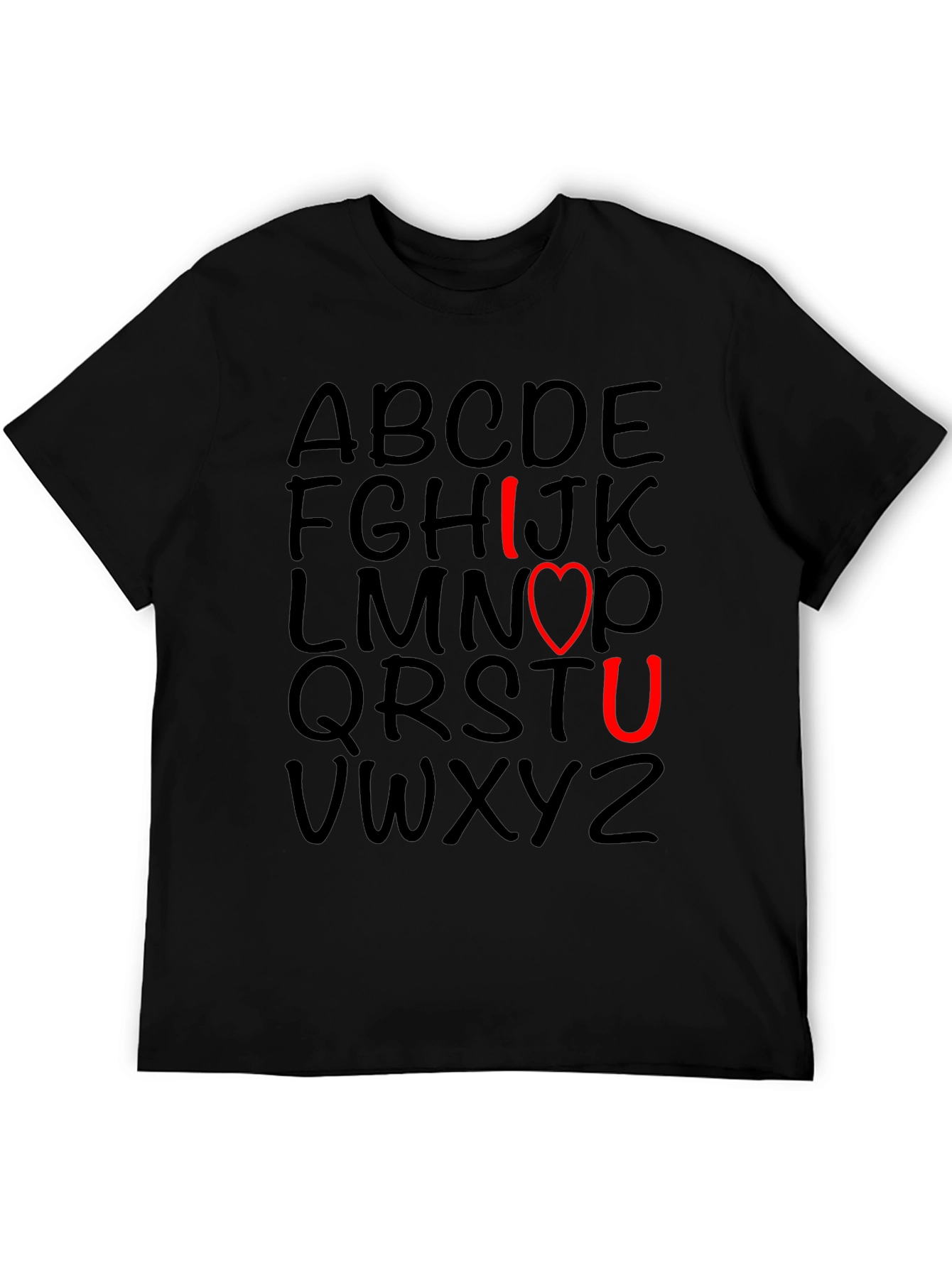 Black I Love You T-Shirt with Alphabet Design view 5