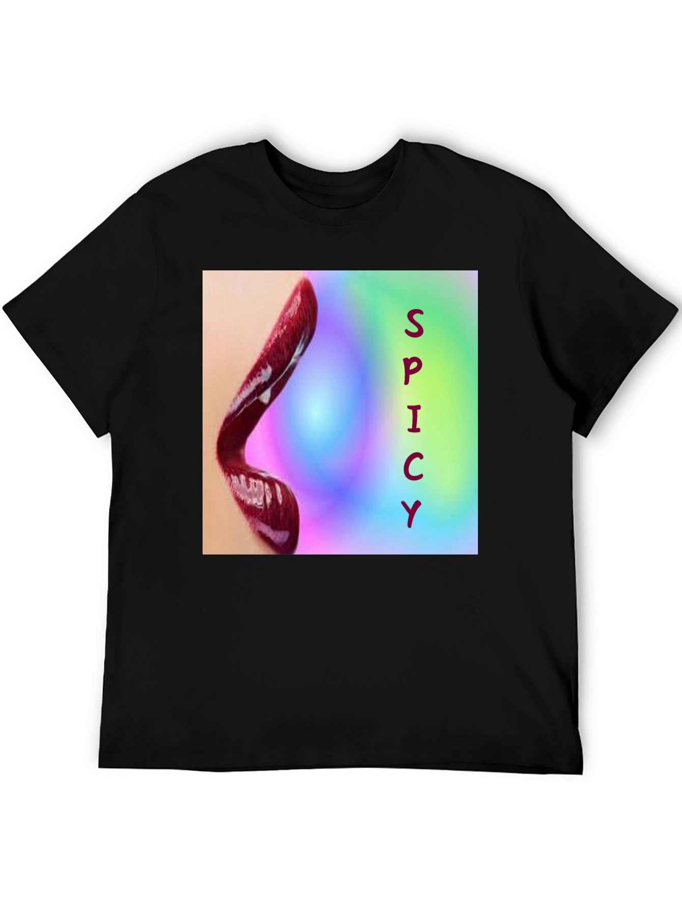 Black Spicy Lips Graphic Tee - Bold Statement Shirt view 5