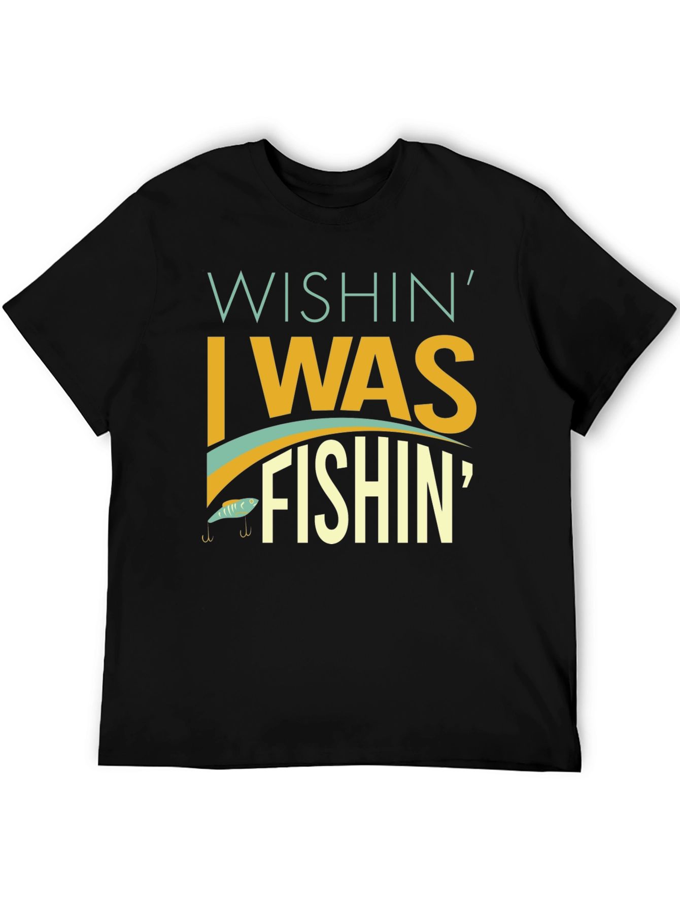 Black Wishin' I Was Fishin' T-Shirt - Angler Apparel view 5