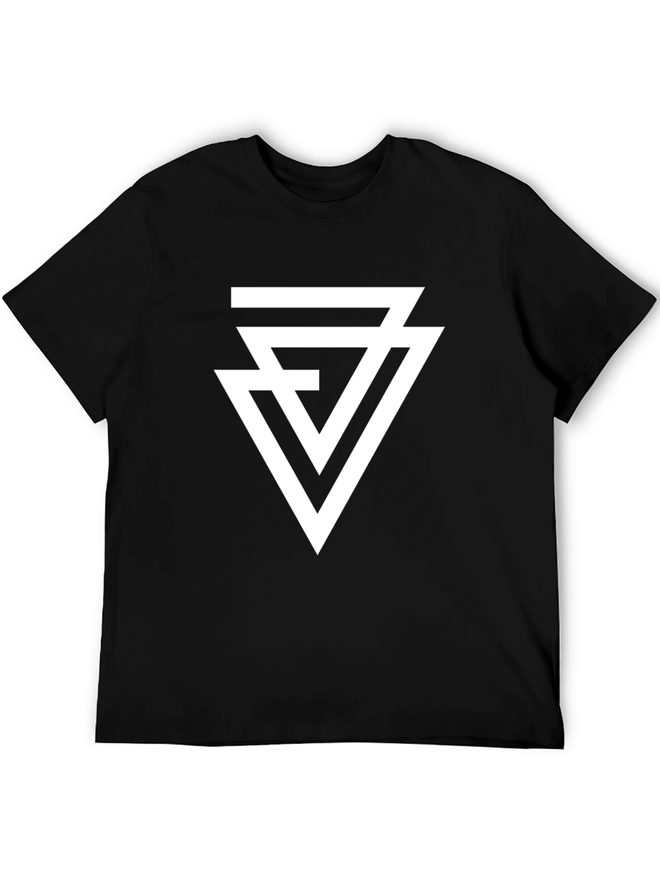 Black Geometric Triangle T-Shirt - Modern Black Tee view 5