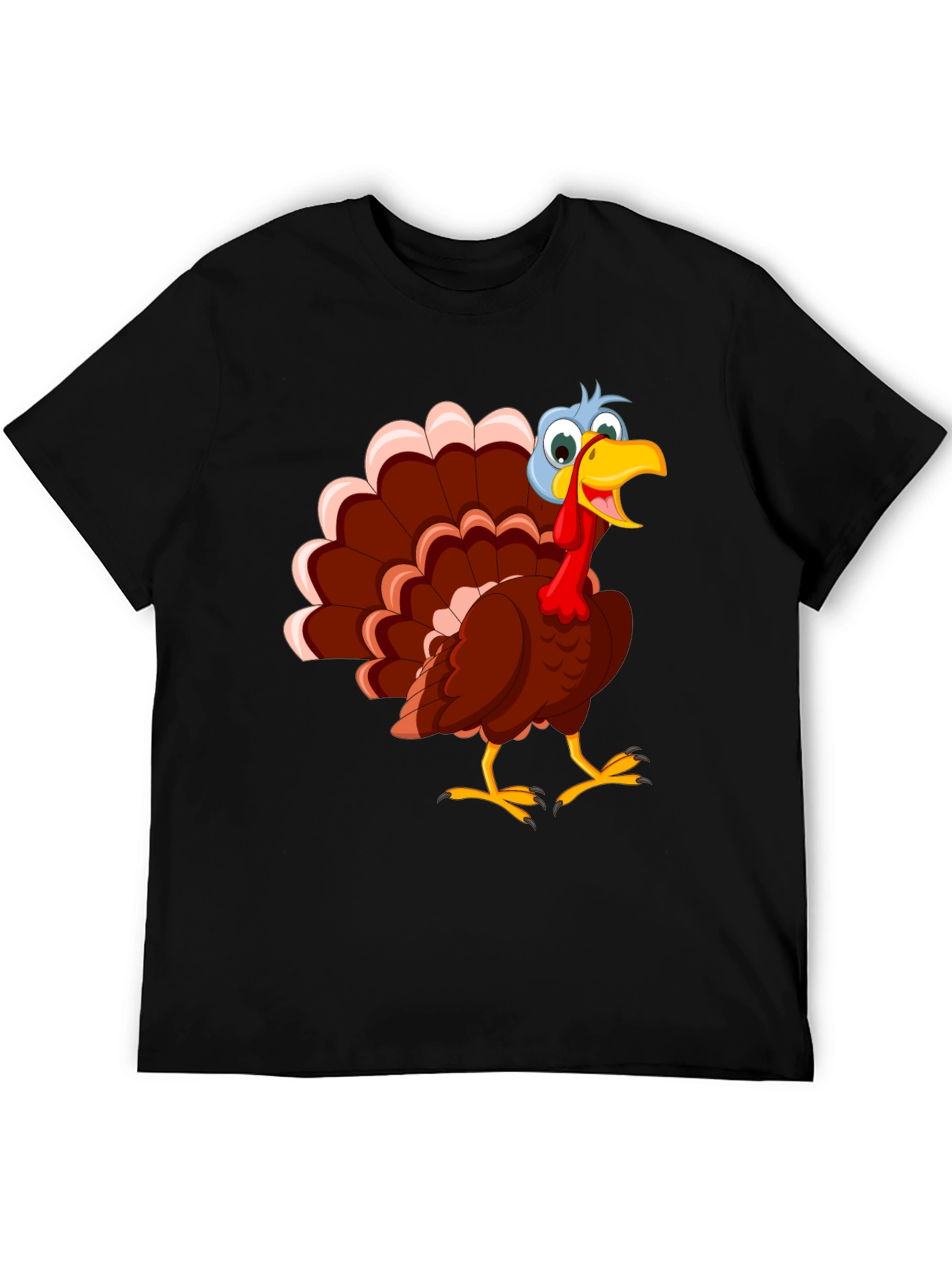 Black Thanksgiving Turkey Graphic Tee - Unisex Black T-Shirt view 5