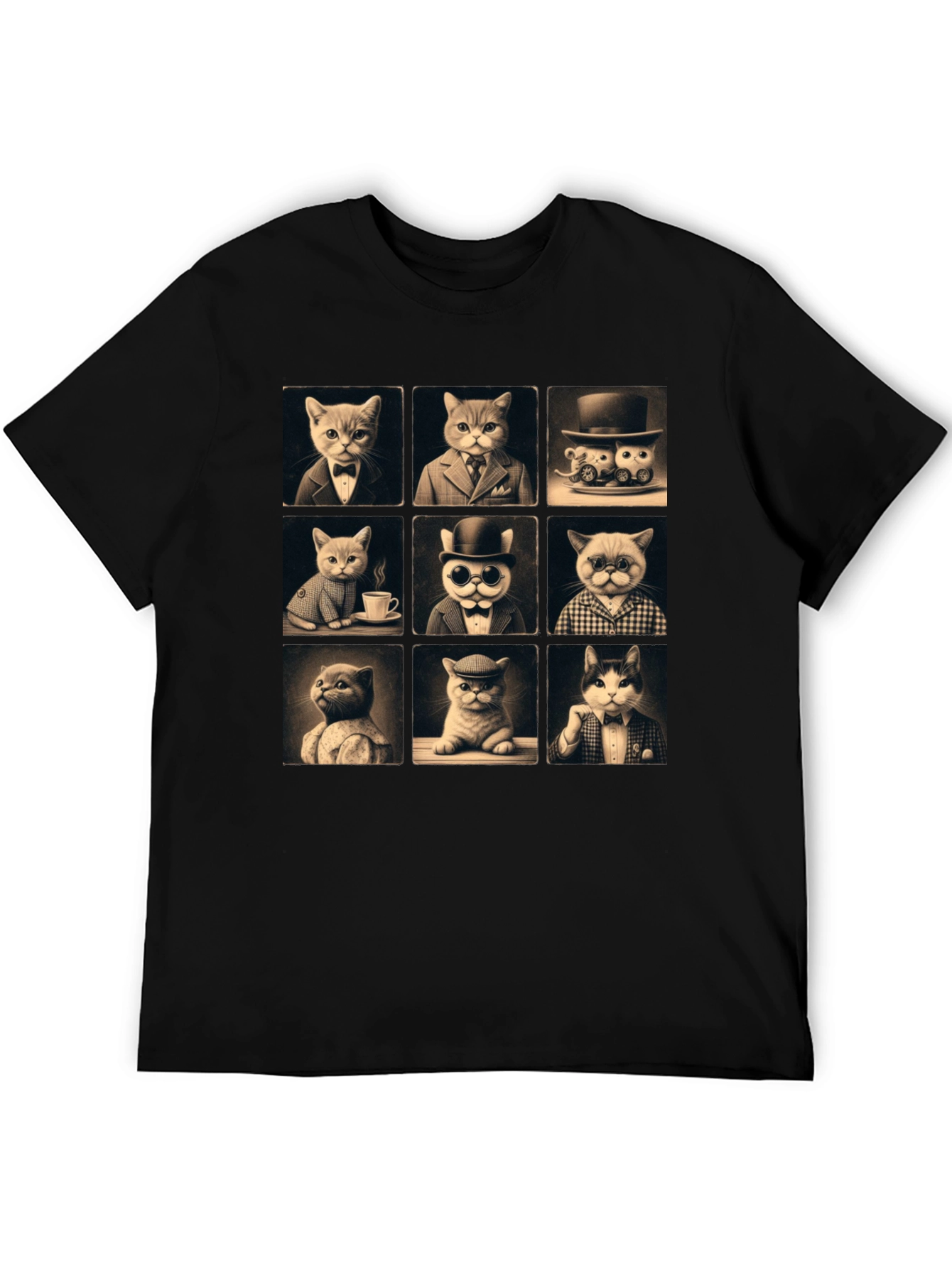 Black Dapper Cats T-Shirt view 5