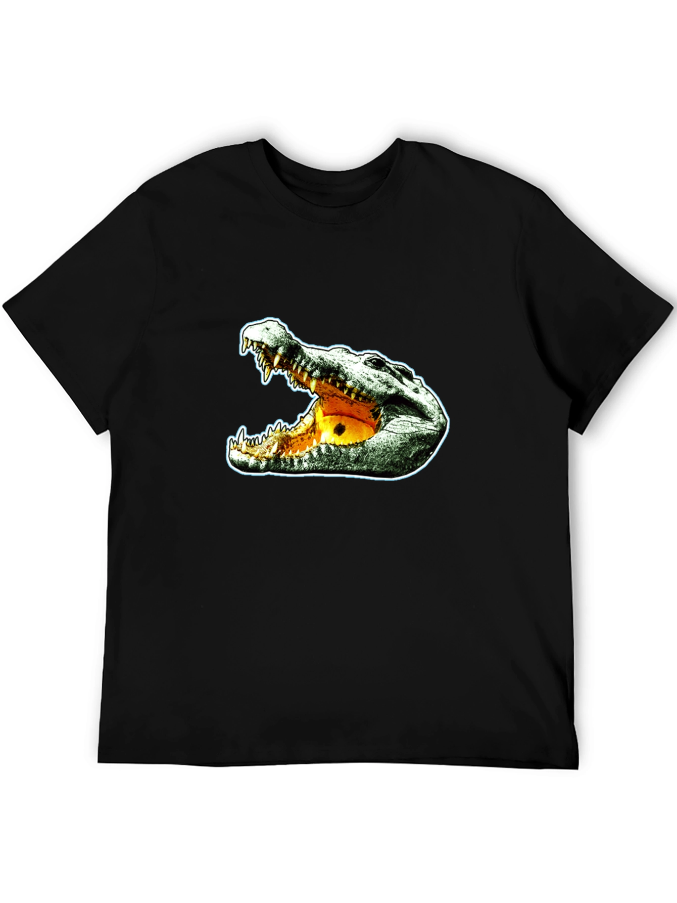 Black Crocodile Graphic Tee - Black Cotton T-Shirt view 5