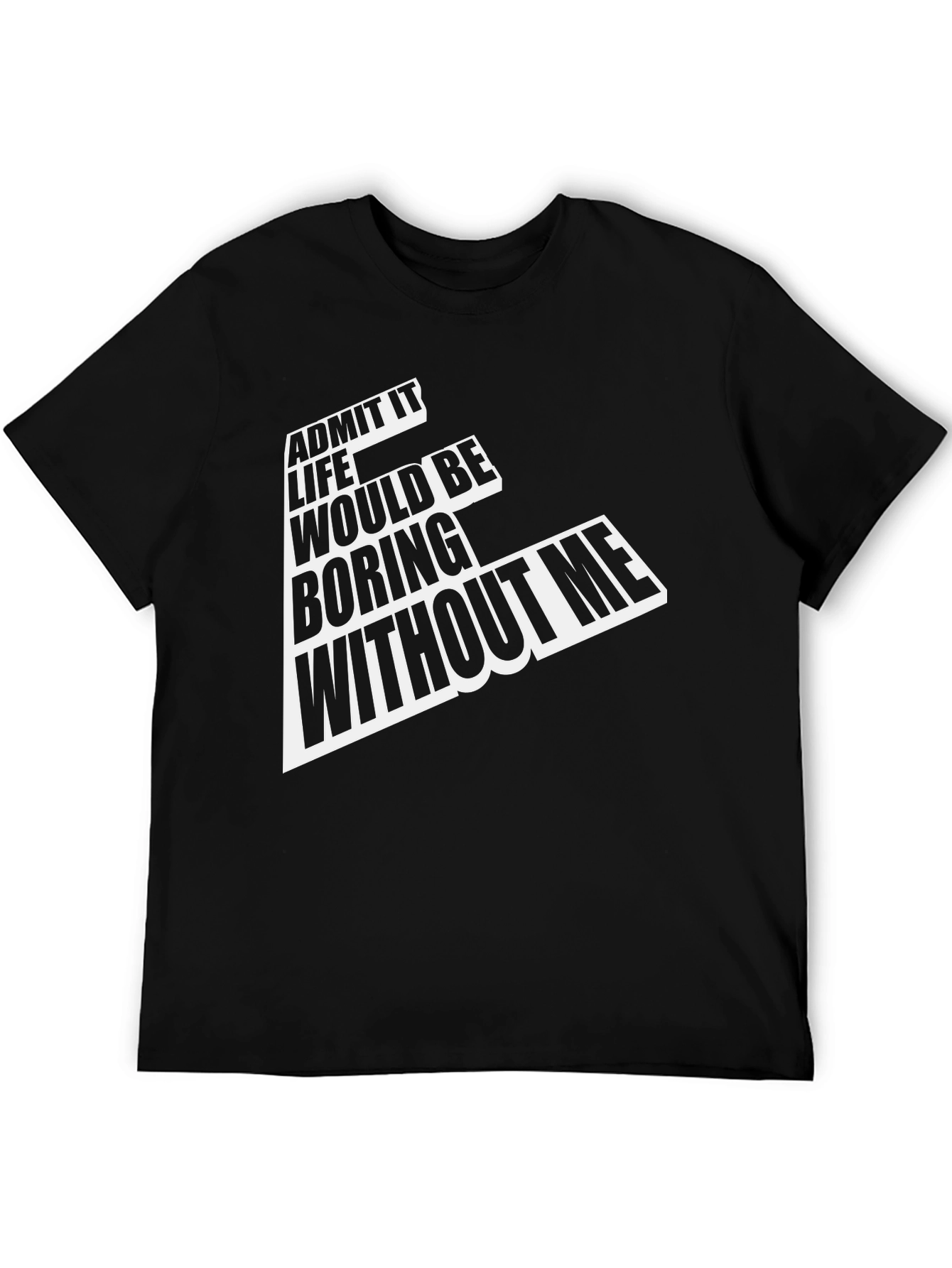 Black Funny "Admit It" Graphic T-Shirt - Mens Black Tee view 5