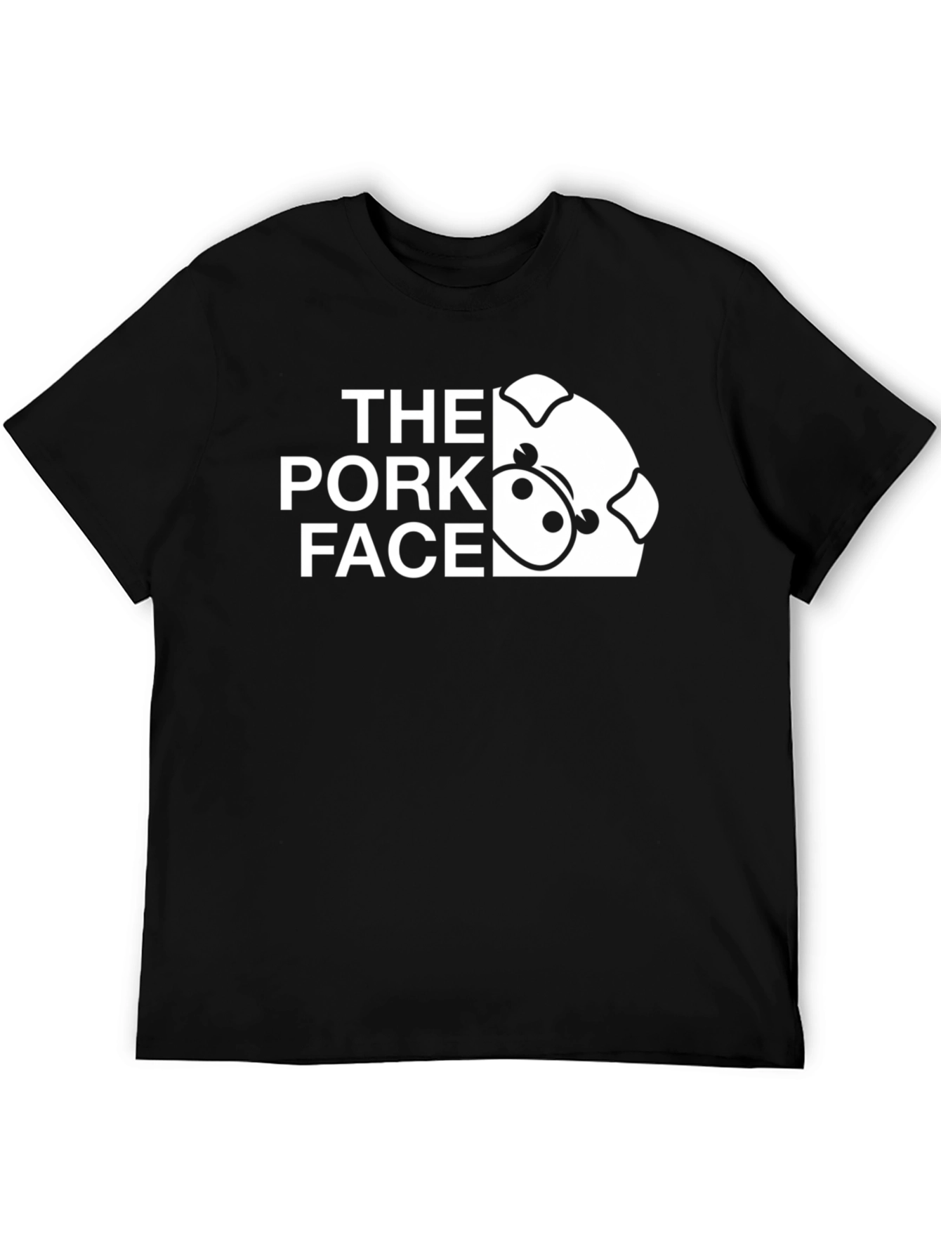 Black The Pork Face Graphic Tee - Cool Pig Design view 5