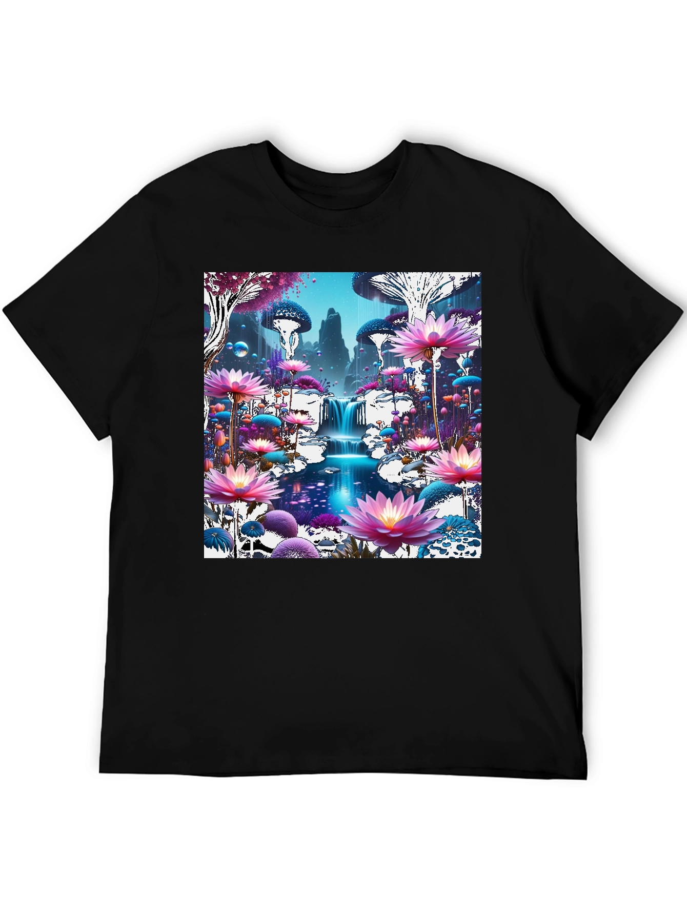 Black Mystical Mushroom Wonderland Graphic Tee view 5