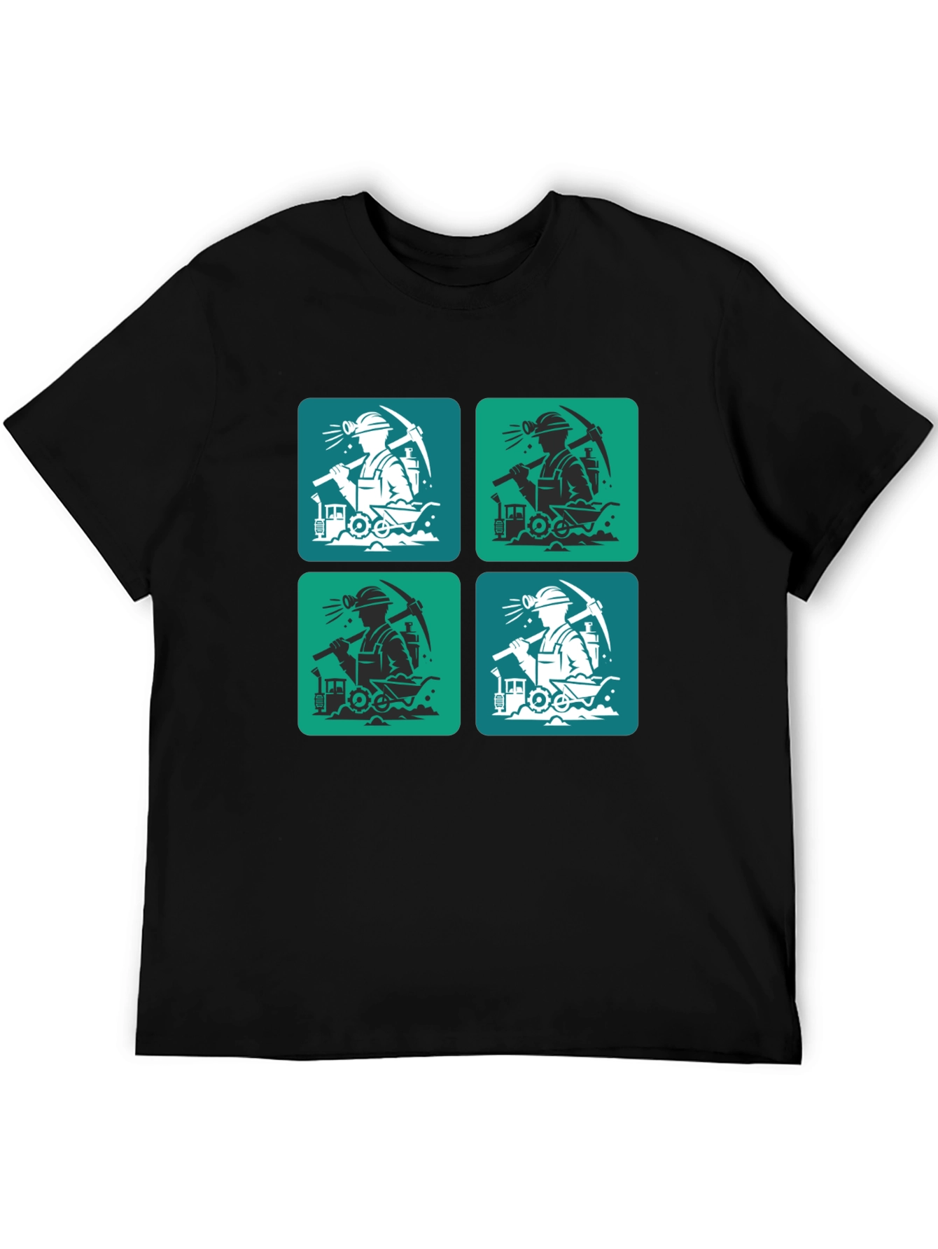 Black Mining Crew T-Shirt - Unique Graphic Tee view 5