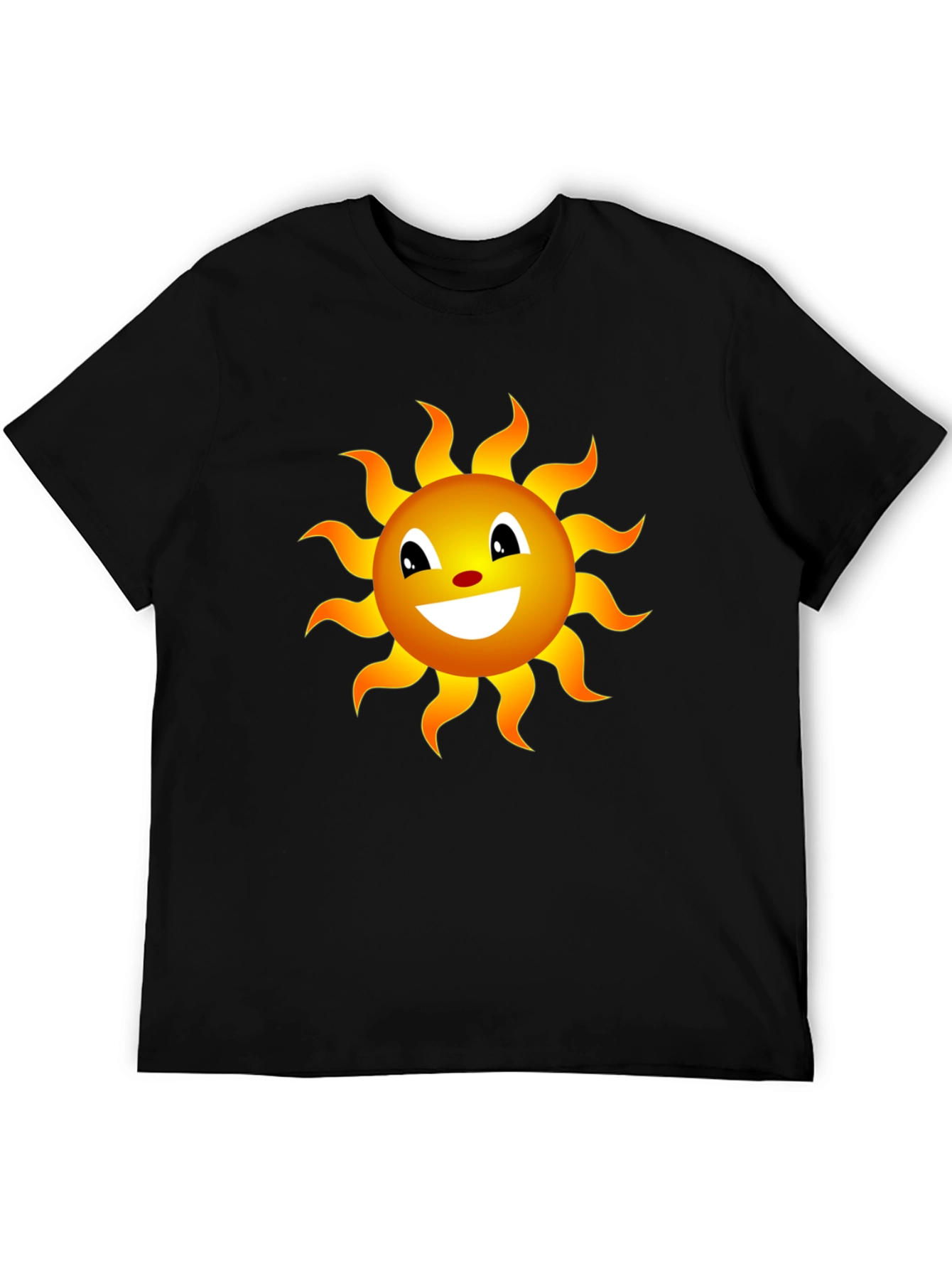 Black Smiling Sun Graphic Tee - Black Cotton Blend Shirt view 5