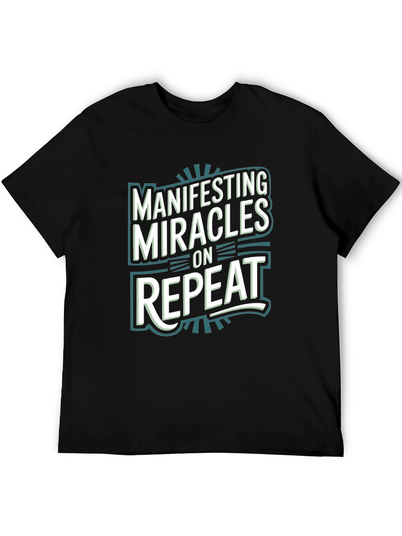 Black Manifesting Miracles On Repeat Black Graphic Tee view 5