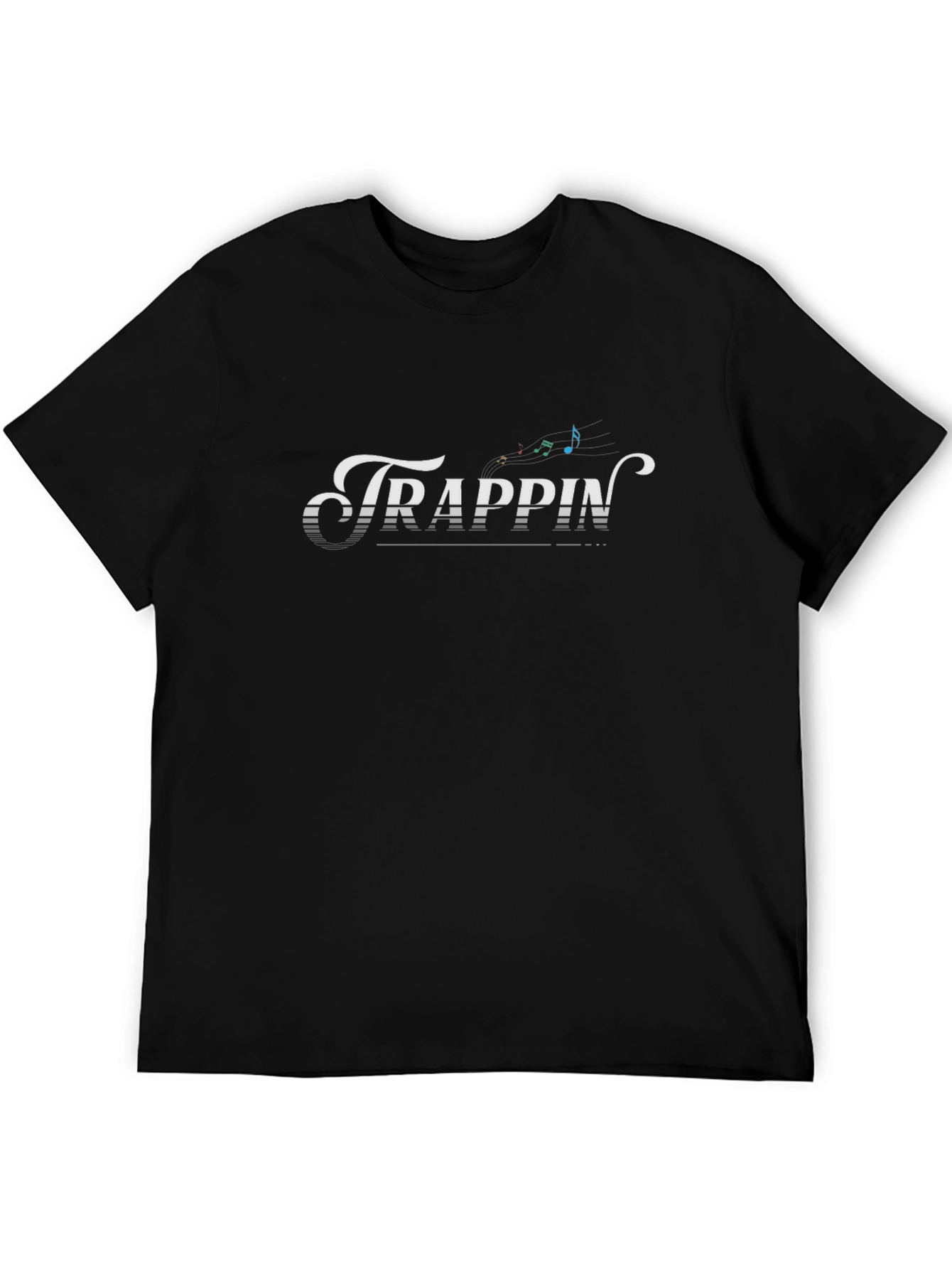 Black Trappin' Graphic Tee - Music Lover's Black T-Shirt view 5