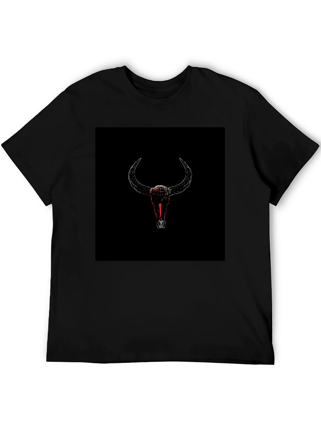 Black Black T-Shirt with Bull Skull Graphic view 5