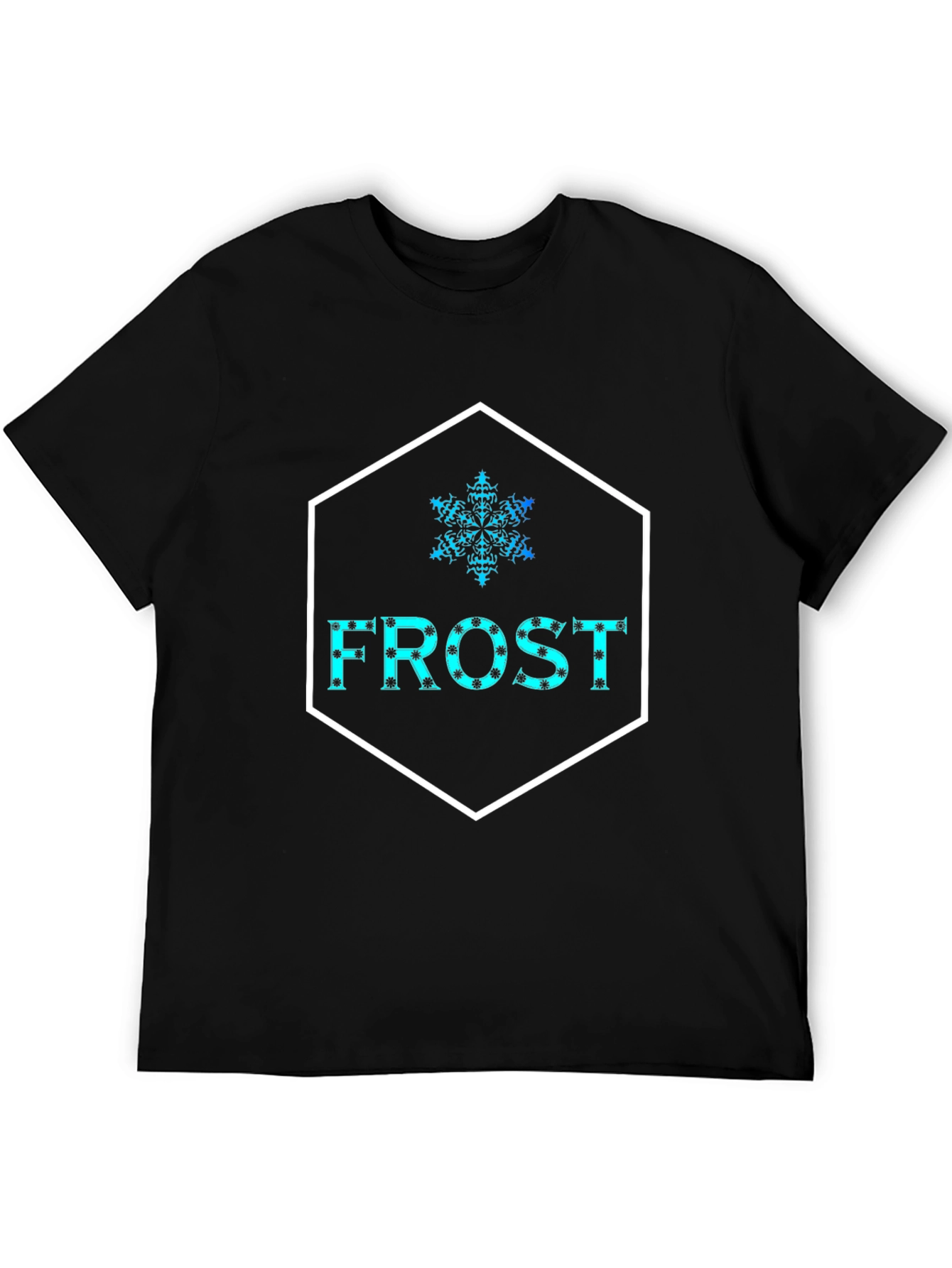 Black Frost Snowflake Graphic Black T-Shirt view 5