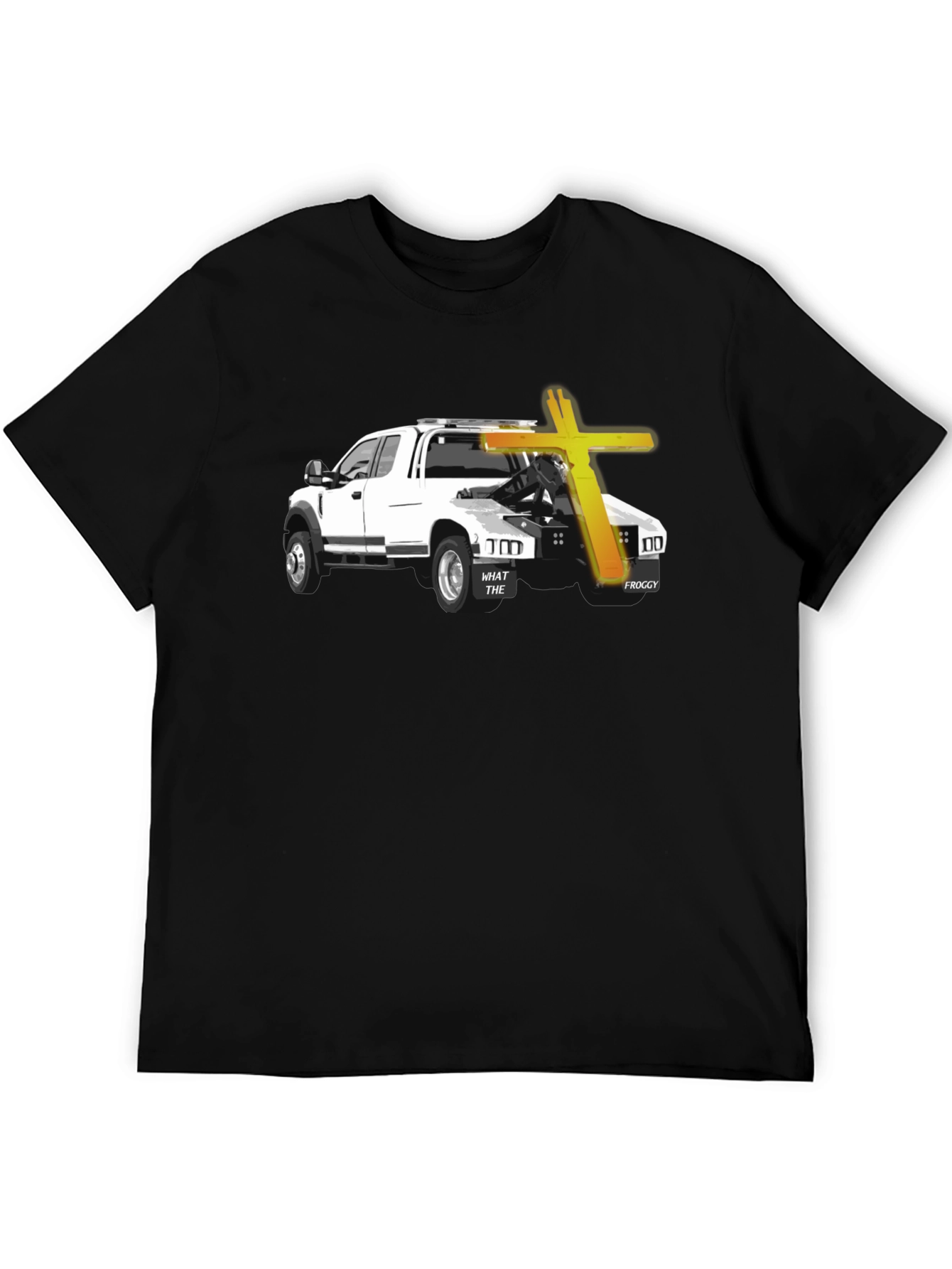 Black Tow Truck & Cross Graphic T-Shirt - Black view 5