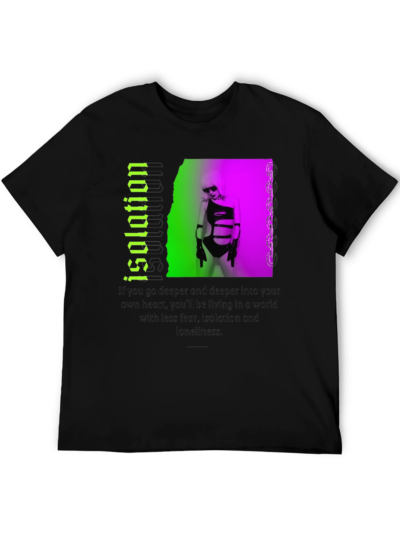 Black Isolation Graphic T-Shirt - Edgy Streetwear view 5