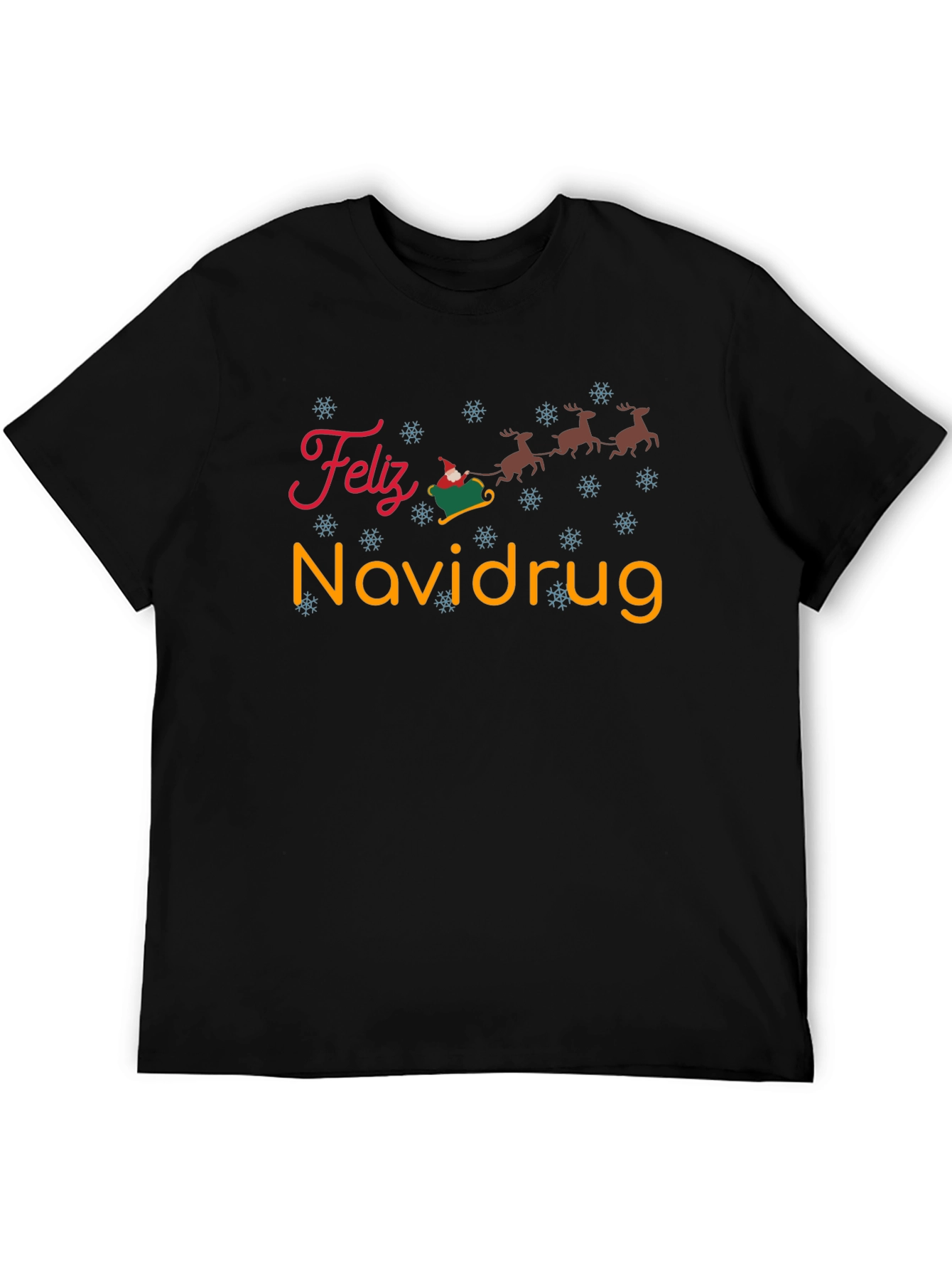 Black Feliz Navidrug Christmas T-Shirt view 5