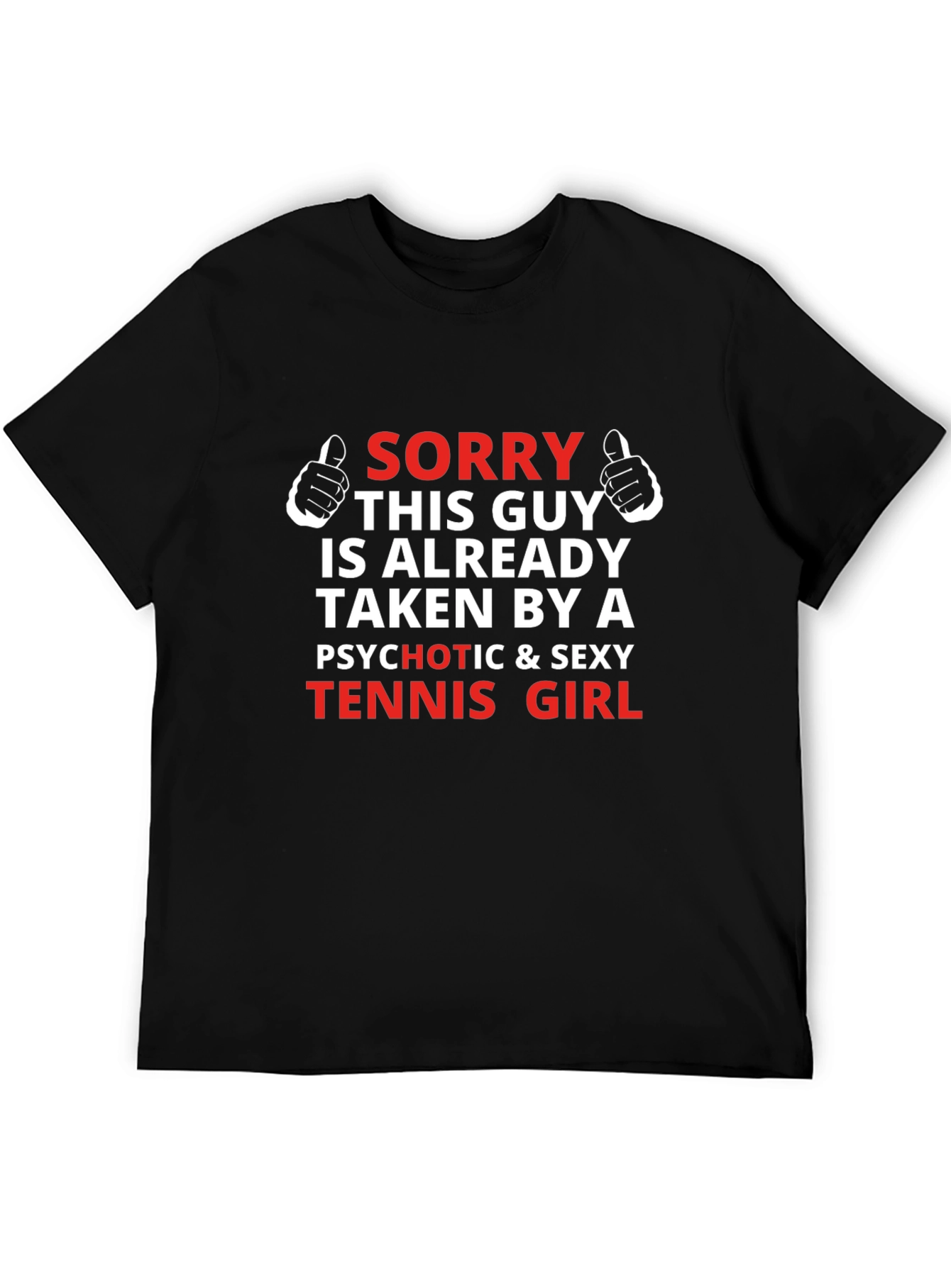 Black Funny "Taken By A Tennis Girl" Graphic T-Shirt view 5