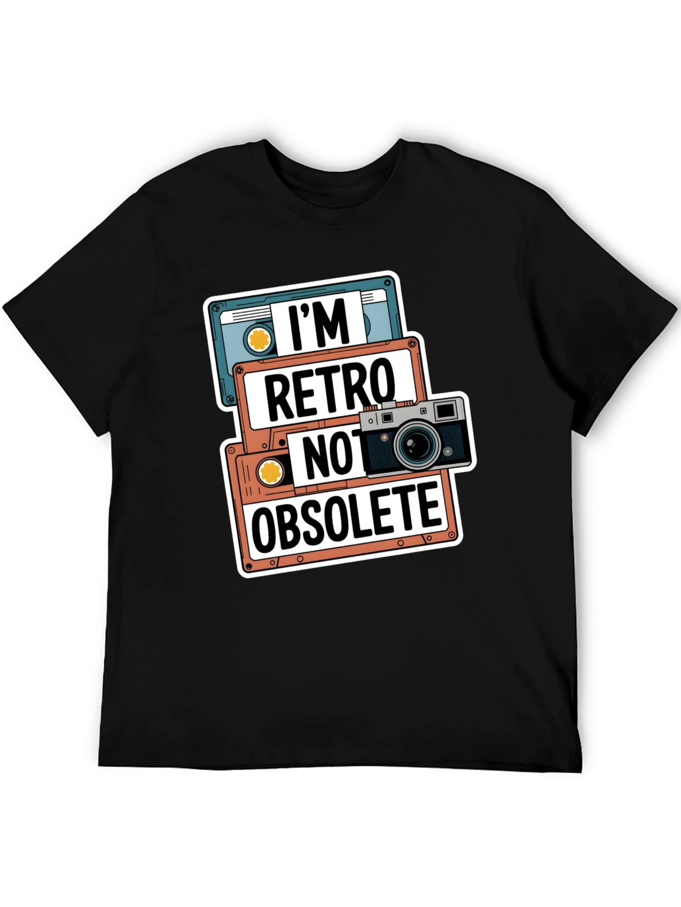Black Retro Cassette & Camera T-Shirt view 5