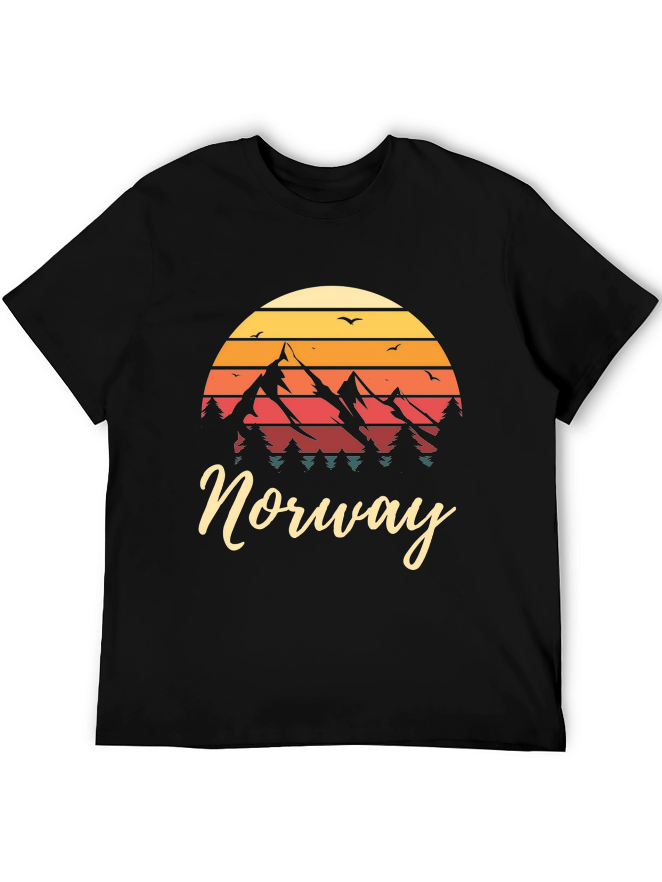 Black Norway Mountain Sunset Graphic Tee view 5