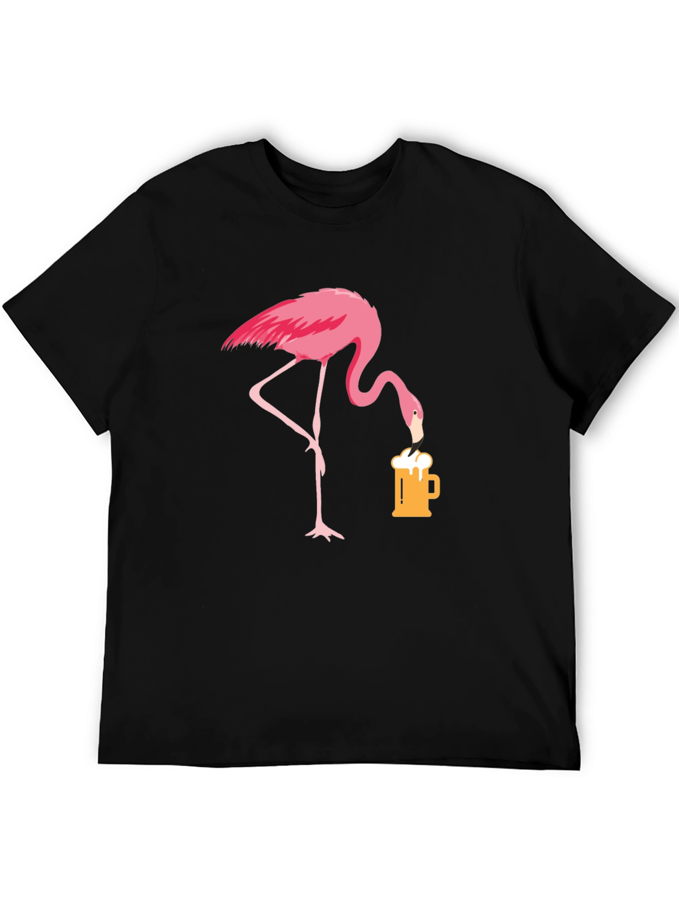 Black Flamingo Beer Lover T-Shirt - Casual Graphic Tee view 5