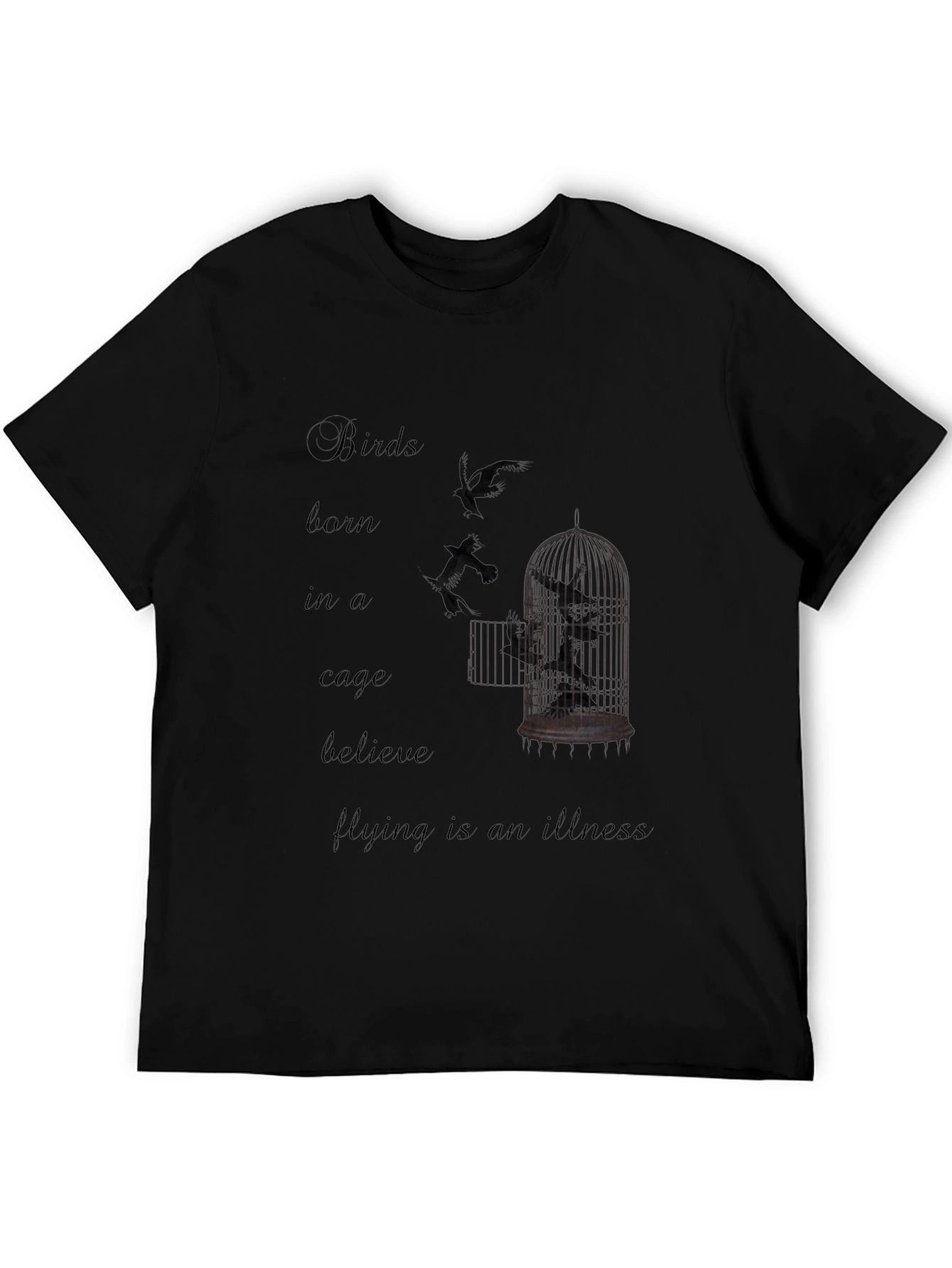 Black Birds Born in a Cage Graphic T-Shirt view 5