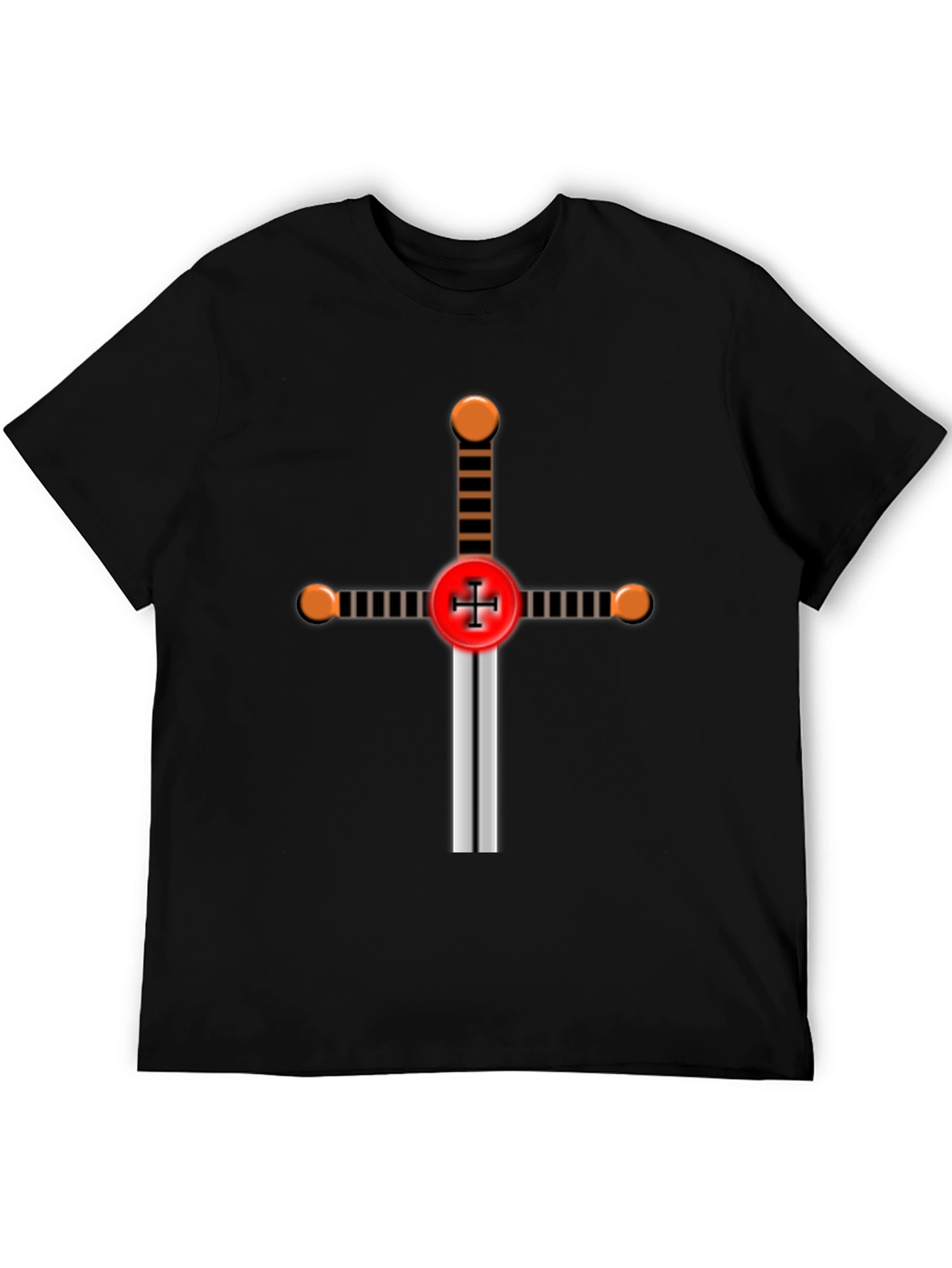 Black Crusader Knight Sword Graphic T-Shirt view 5