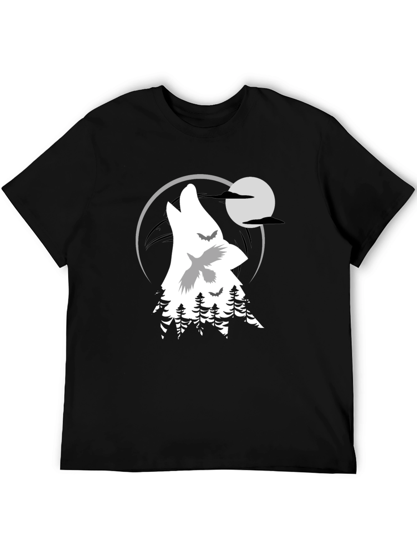 Black Wolf Moon Graphic T-Shirt view 5