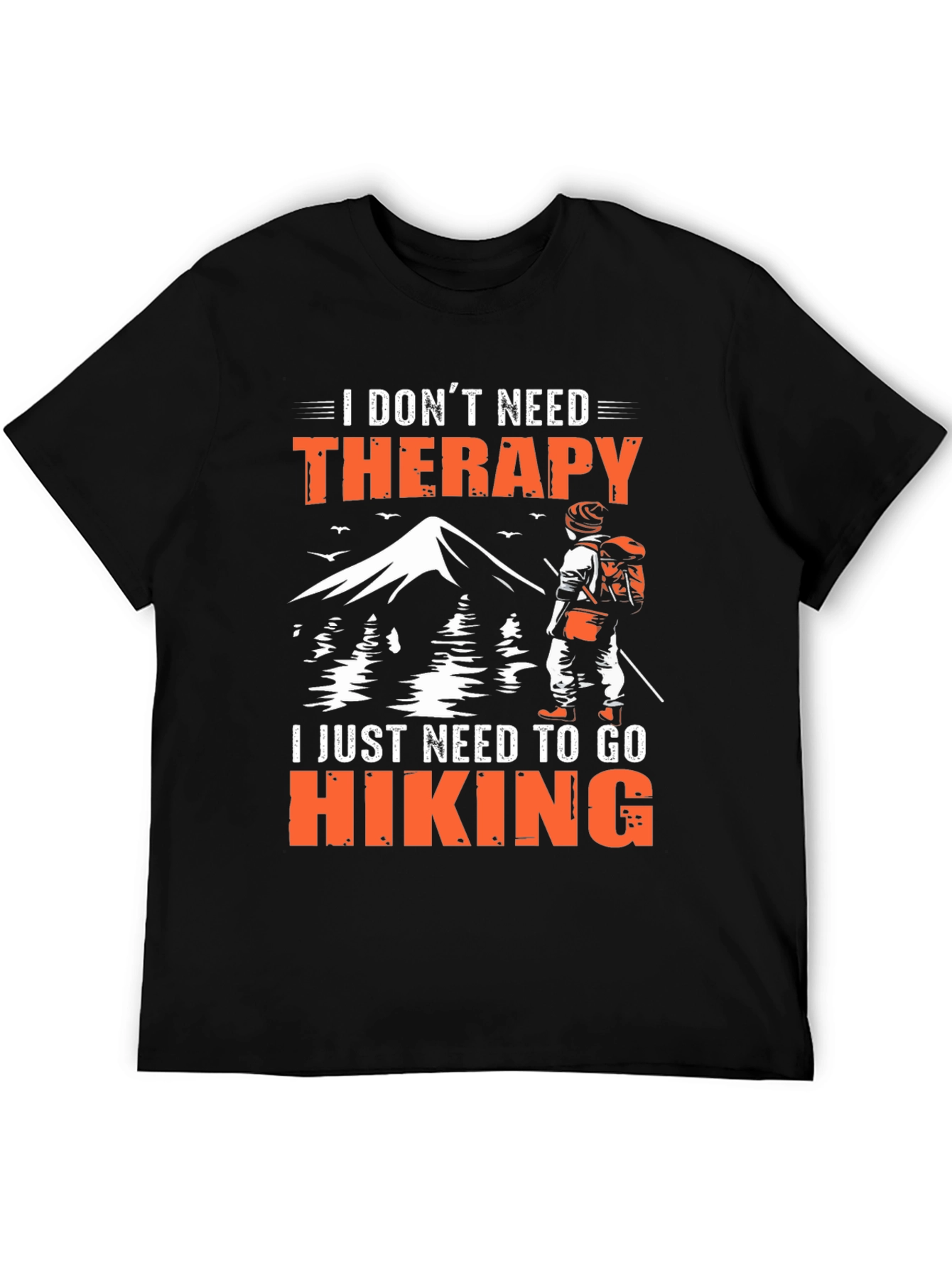 Black Hiking Therapy Graphic T-Shirt view 5