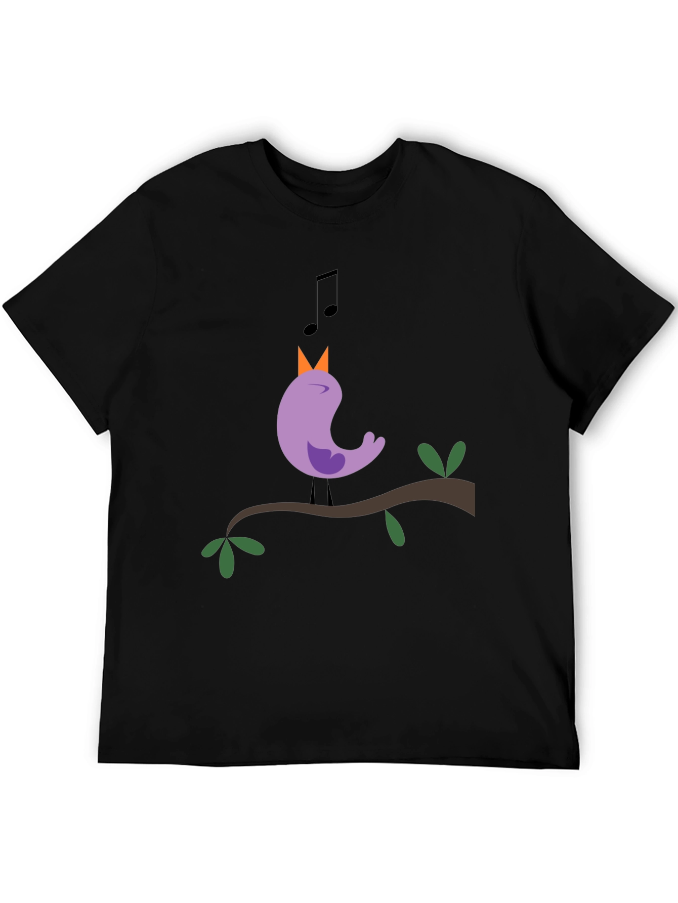 Black Singing Bird Graphic Tee - Black Cotton Blend view 5