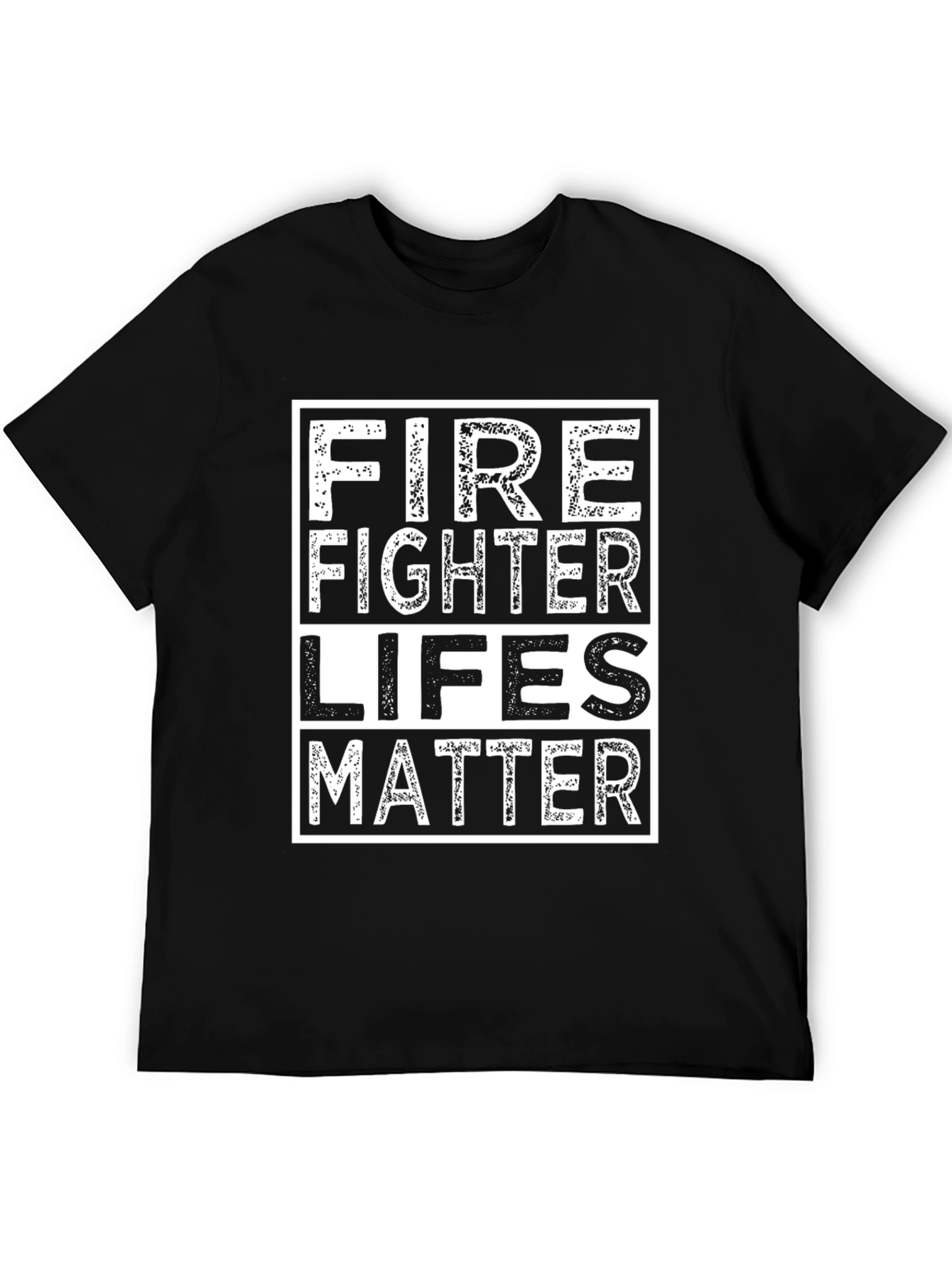 Black Firefighter Lives Matter T-Shirt - Black Cotton Tee view 5