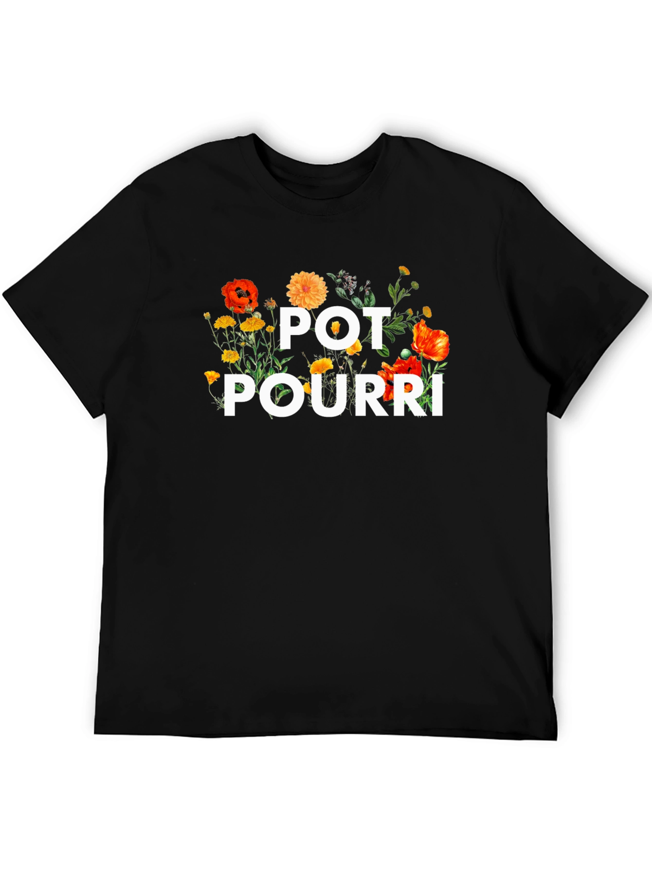 Black Pot Pourri Floral T-Shirt view 5