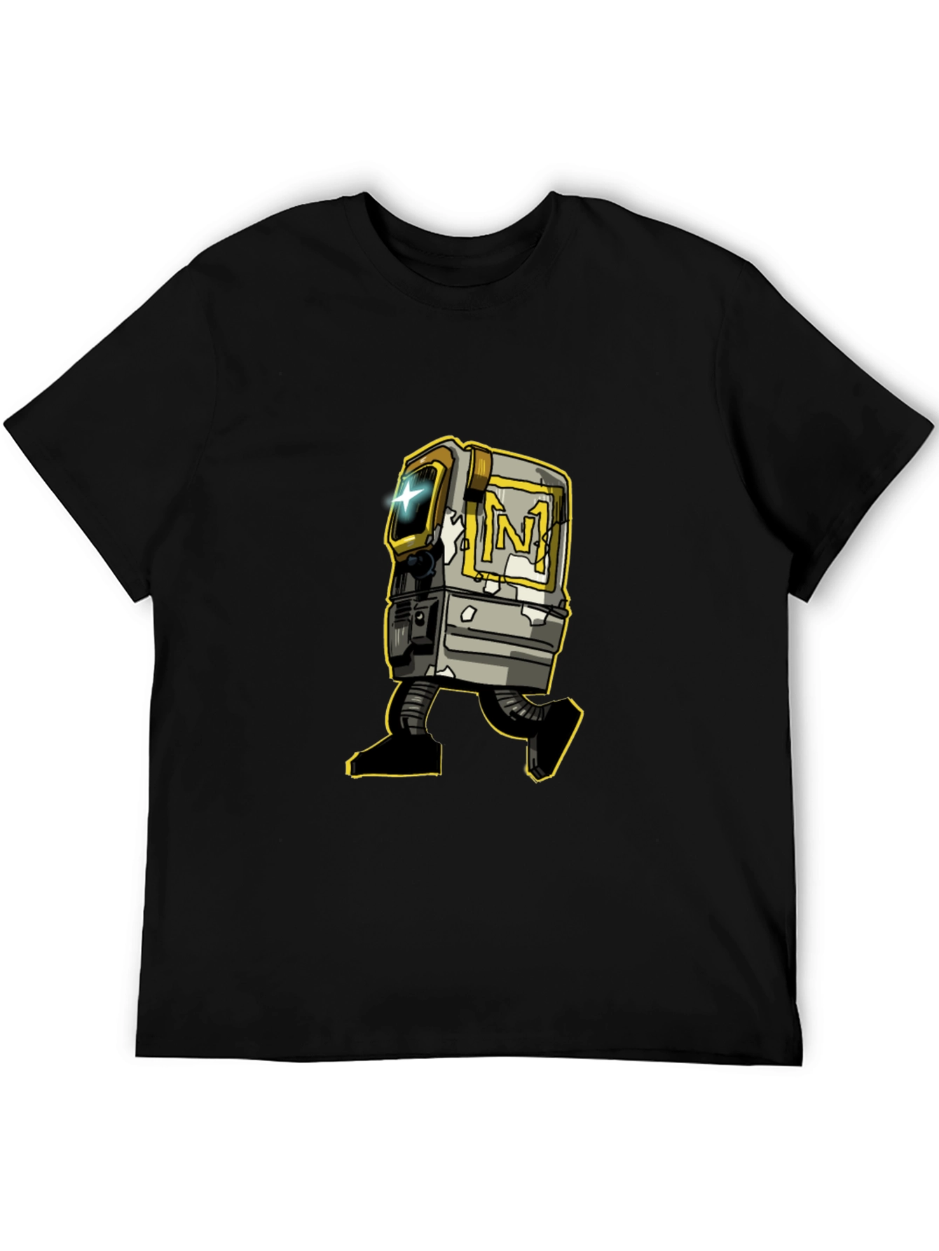 Black Retro Robot Graphic Tee - Stylish Black T-Shirt view 5