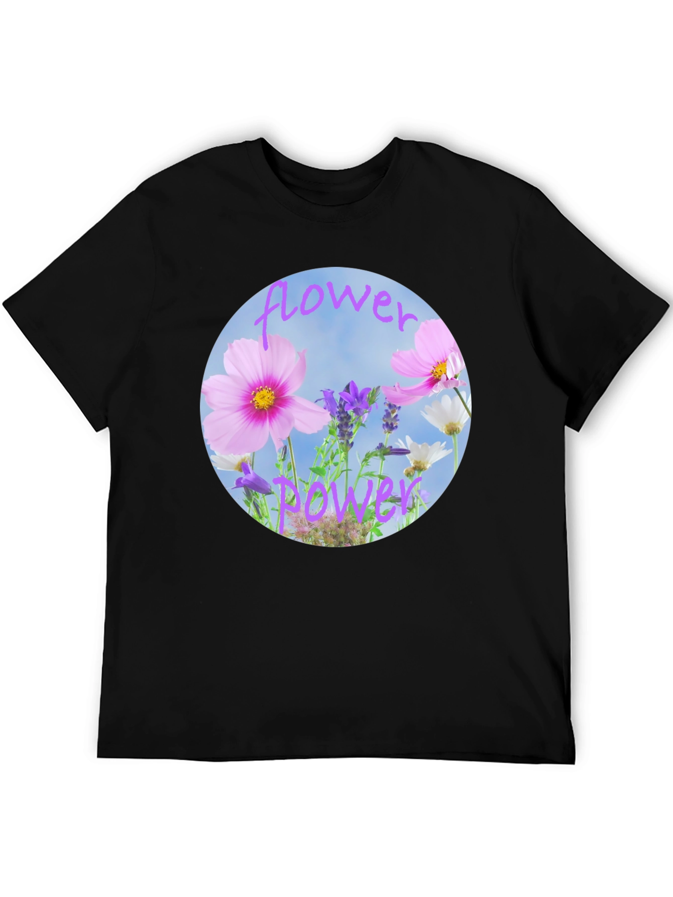 Flower Power Graphic Tee - Black Cotton T-Shirt - 5