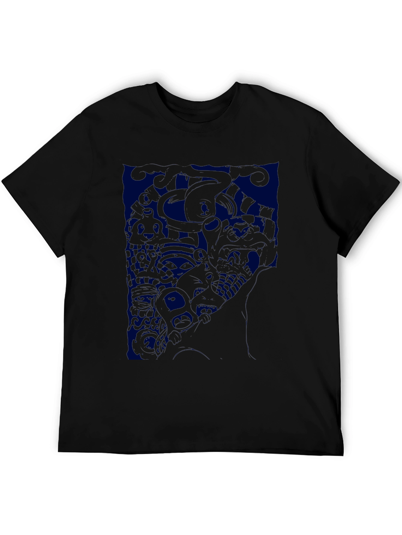 Abstract Graphic Print Black T-Shirt - 5