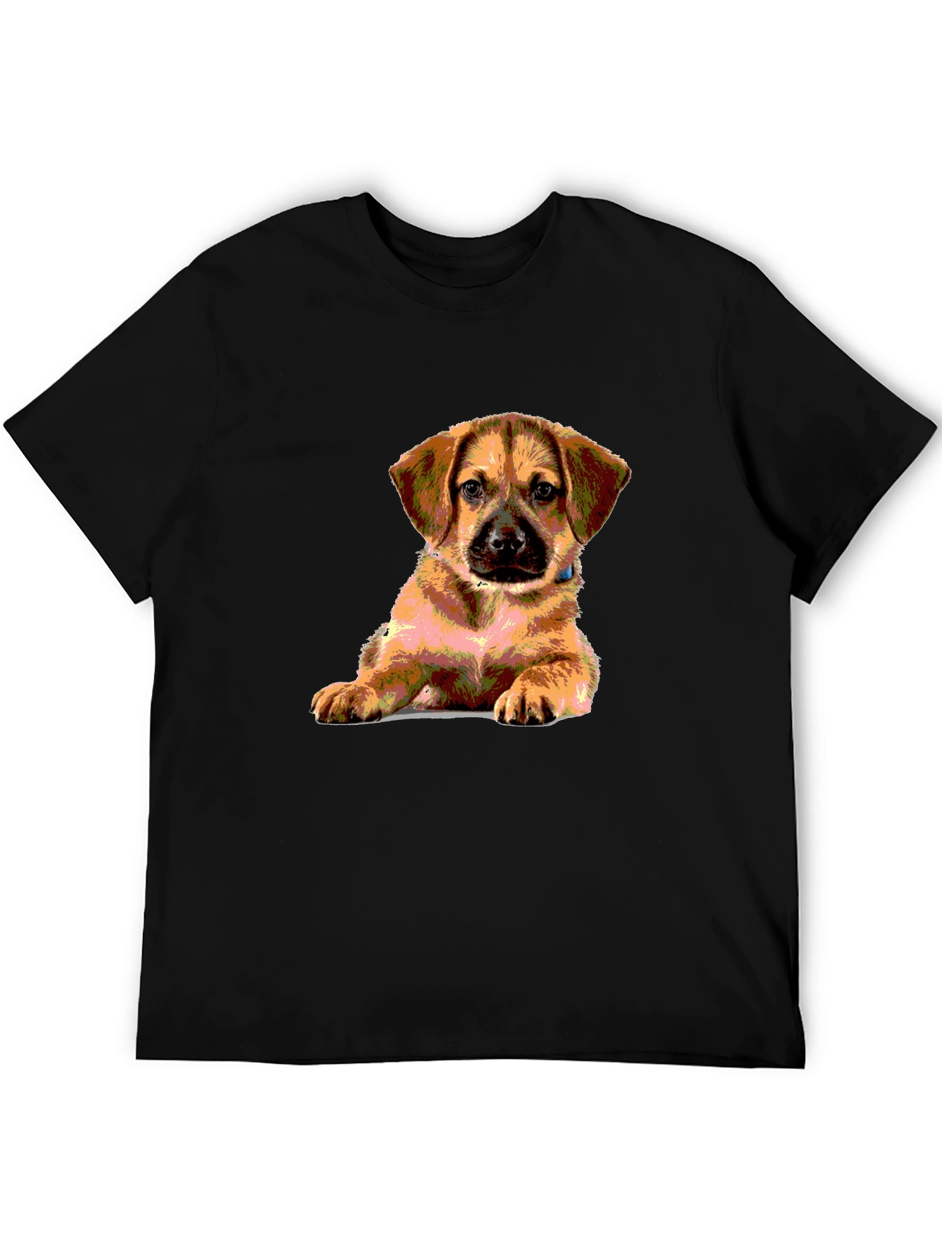 Black Puppy Print Black T-Shirt - Cute Dog Lover Tee view 5