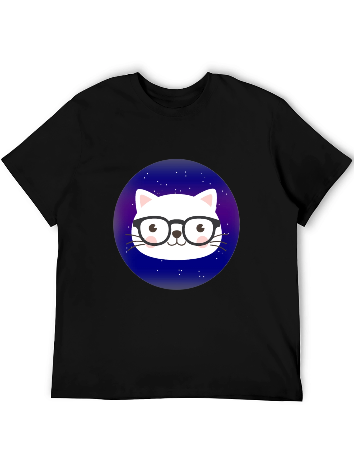 Black Cool Cat in Space T-Shirt view 5