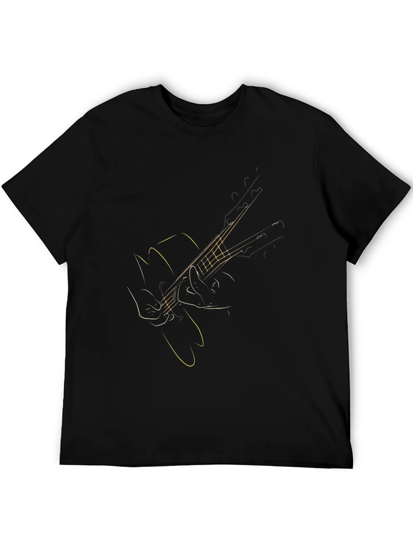 Black Guitar Outline Graphic Tee - Stylish Musician T-Shirt view 5