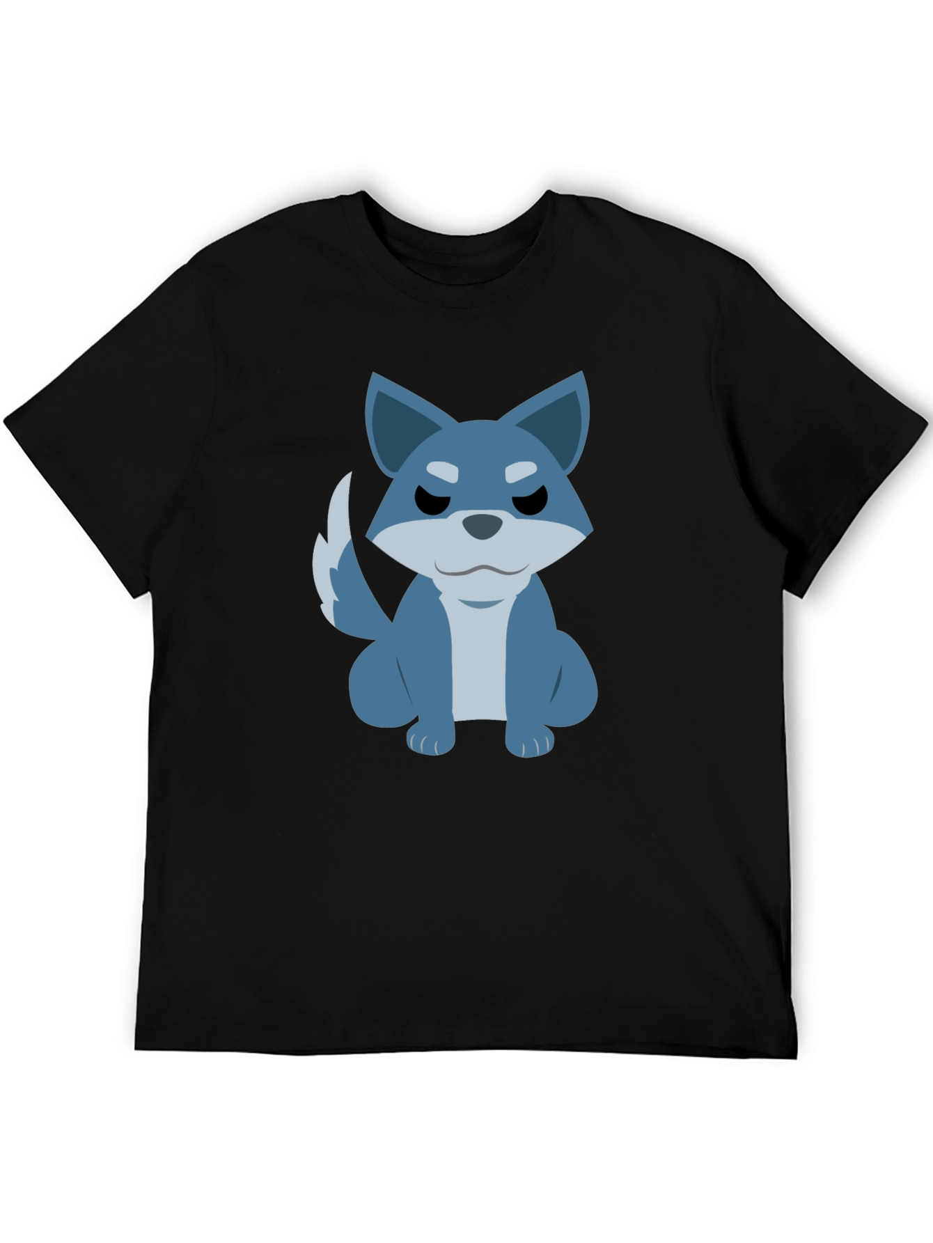 Black Cartoon Wolf Graphic Tee - Casual Black T-Shirt view 5