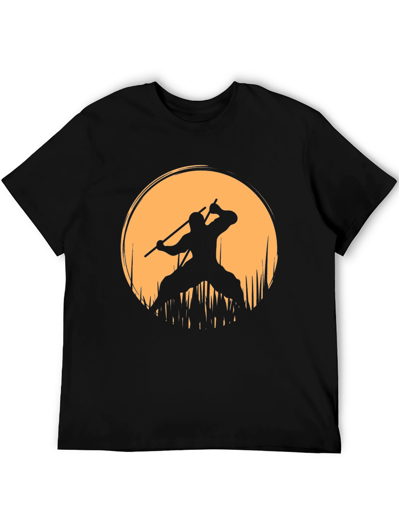 Black Samurai Warrior Sunset Graphic T-Shirt view 5