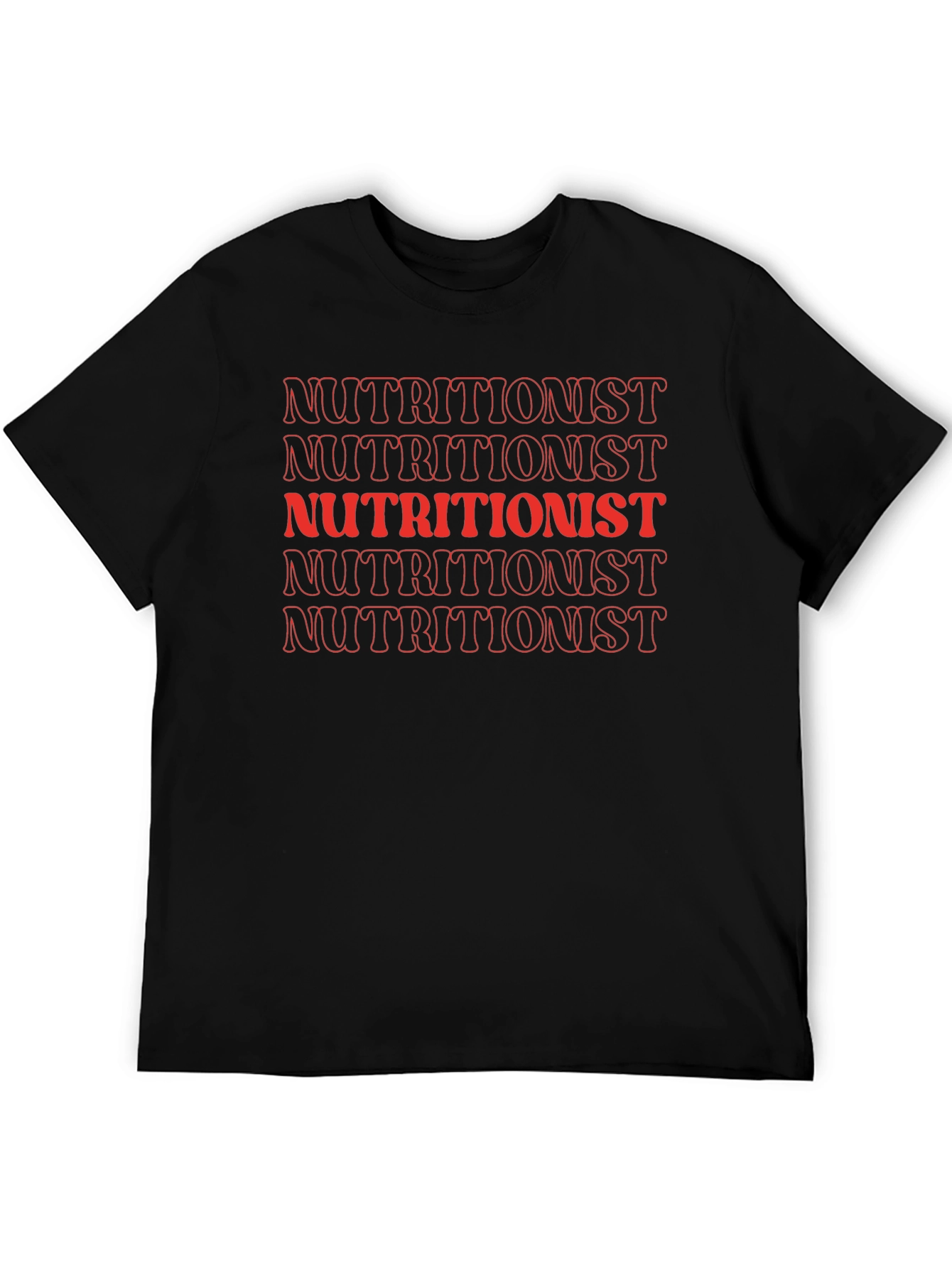 Black Nutritionist T-Shirt - Red Retro Text Design view 5