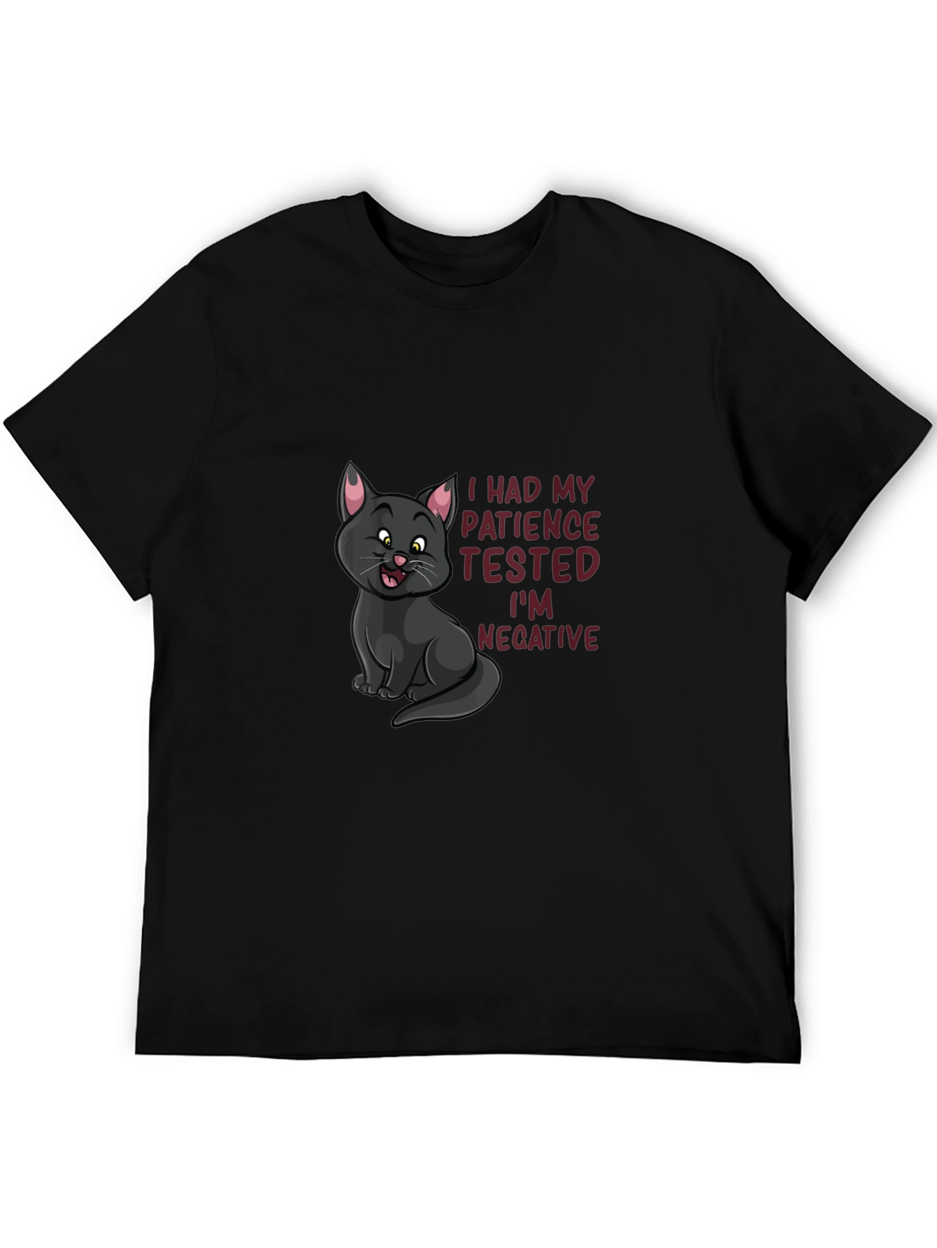 Black Patience Tested Negative Cat T-Shirt view 5