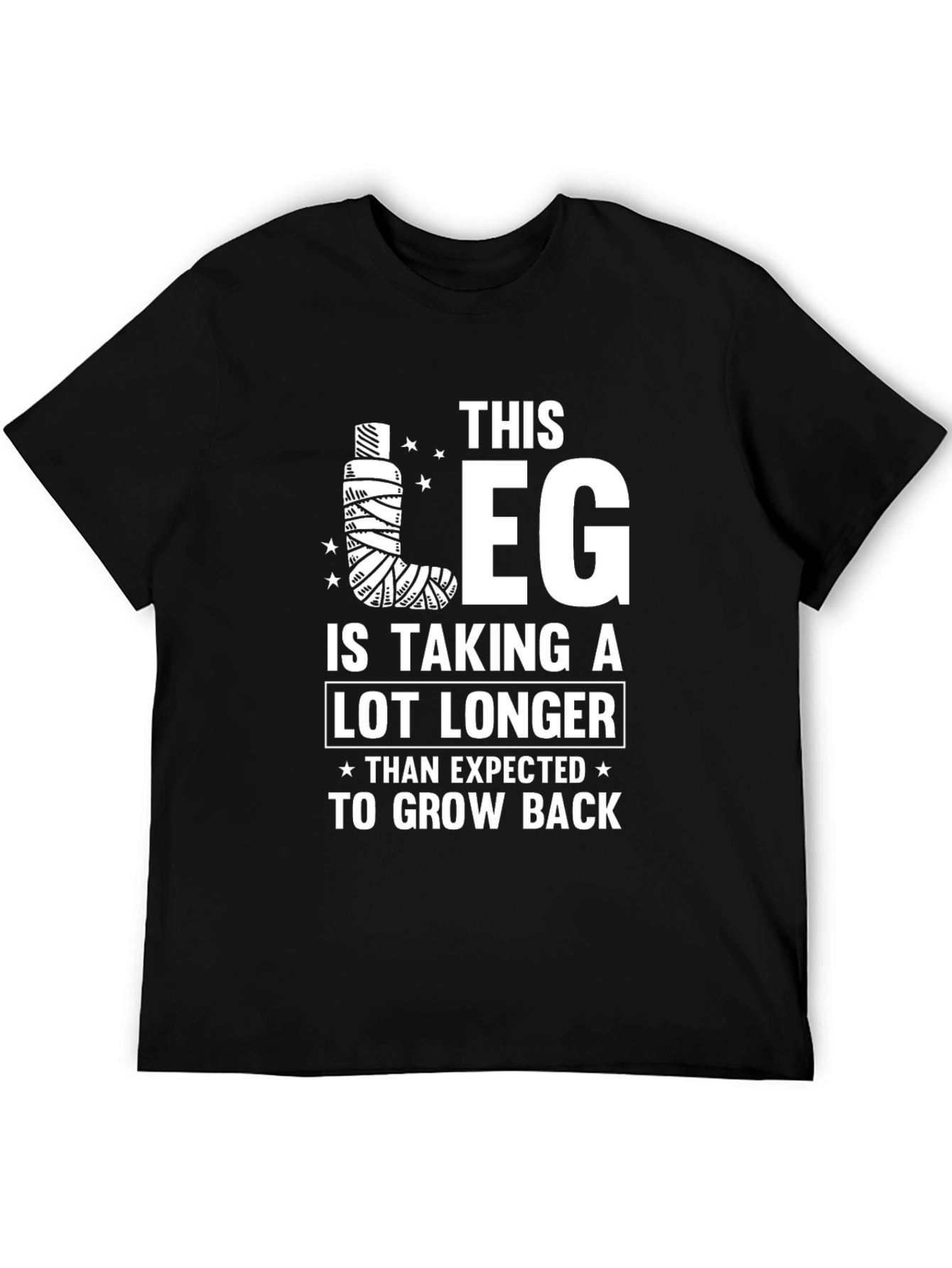 Black Humorous Leg Injury T-Shirt - Grow Back Recovery Tee view 5