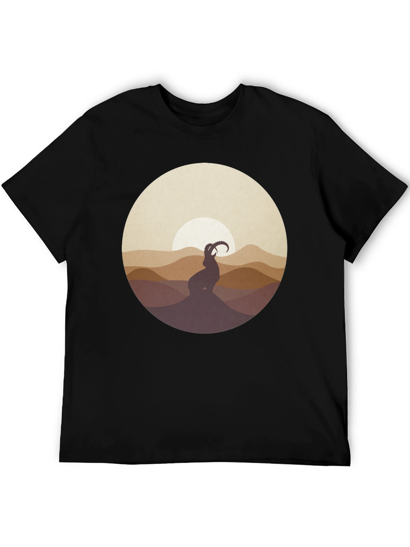 Black Mountain Goat Silhouette T-Shirt - Black view 5