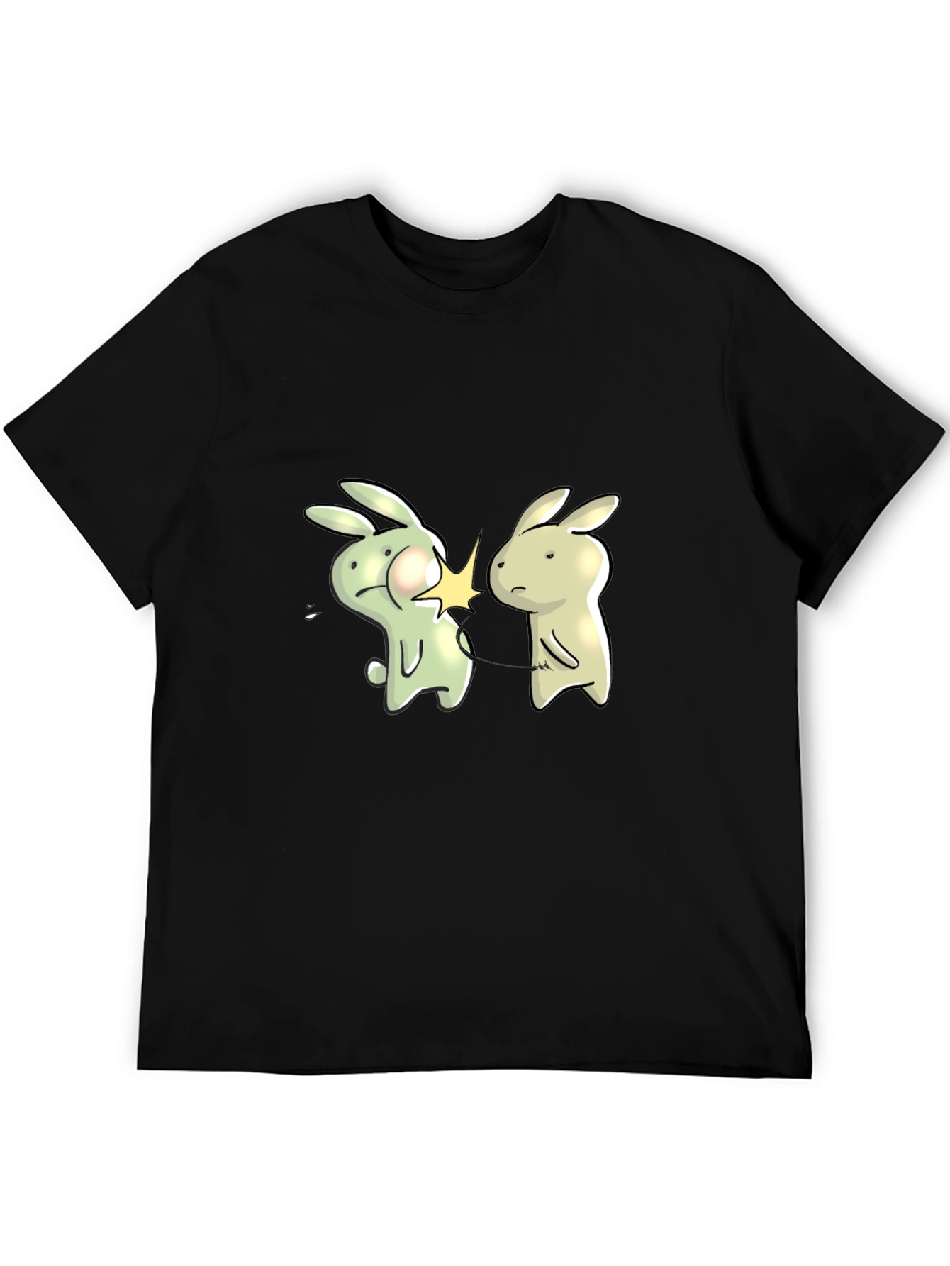 Black Funny Bunny Slap T-Shirt - Black Cotton Tee view 5