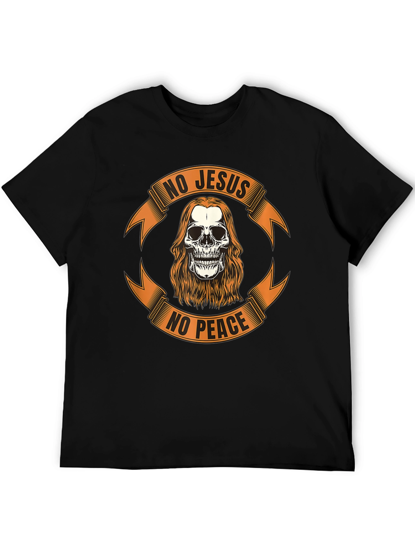 Black No Jesus No Peace Skull Graphic Tee - Black view 5