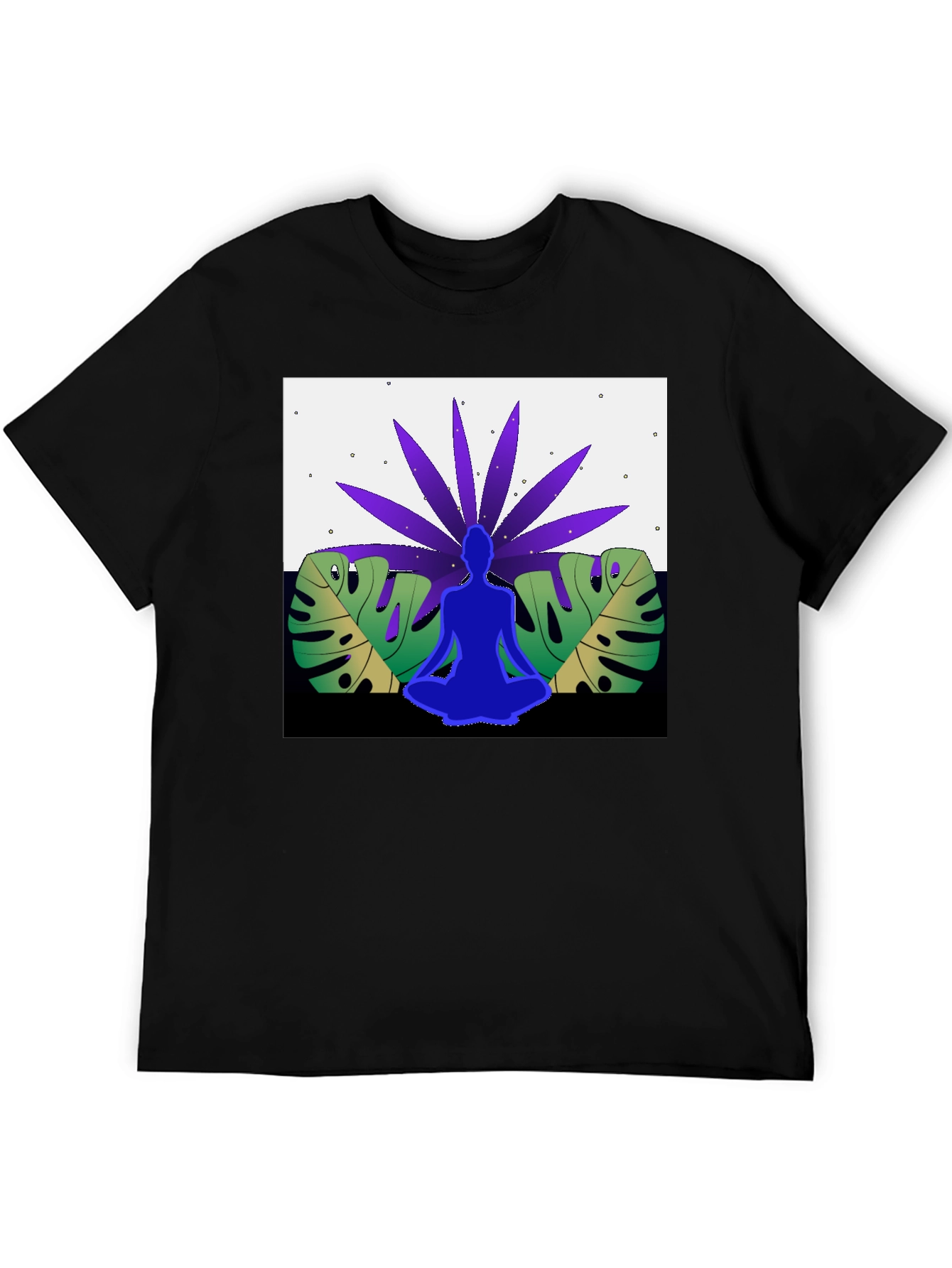 Black Yoga Meditation Nature Graphic Tee view 5