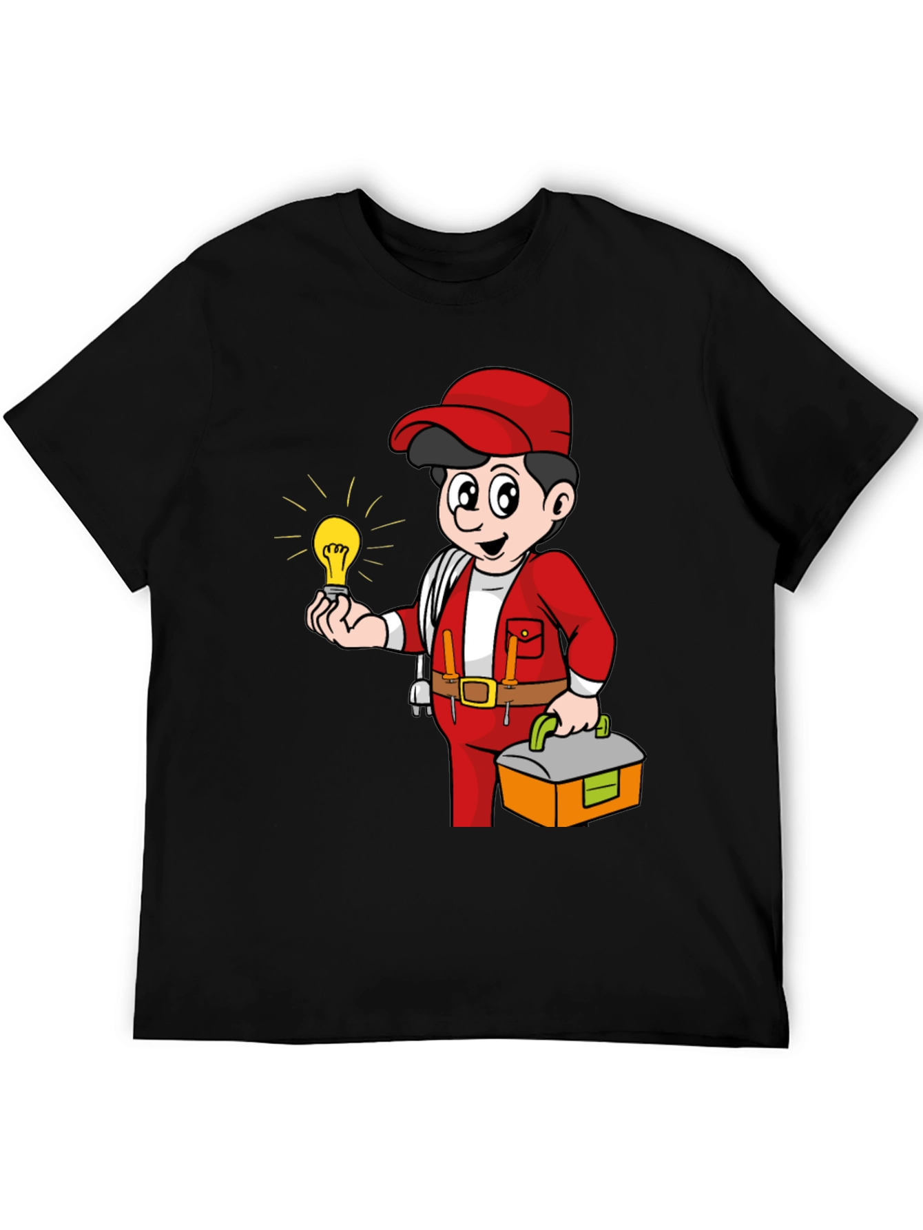 Black Electrician Cartoon Graphic Tee view 5